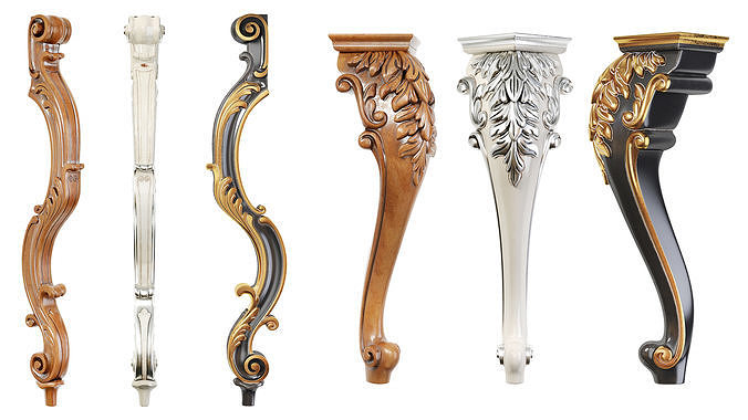 Collection of 30 classic furniture legs Part 2 3D model 3