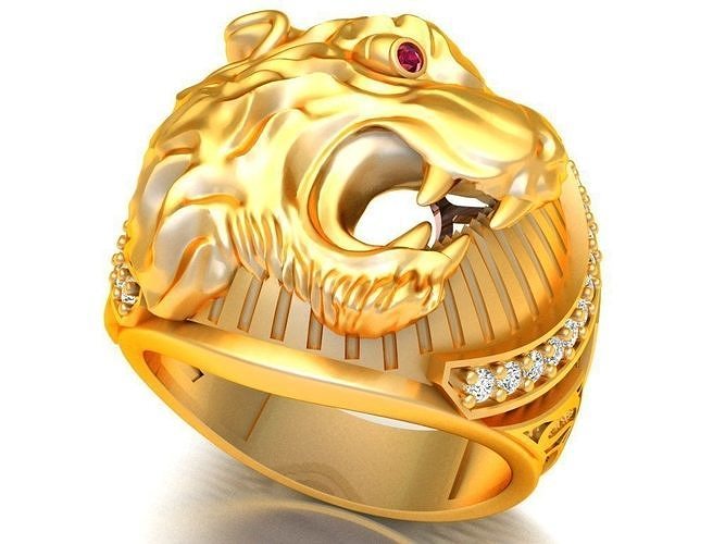 Tiger Rings - Mens rings - N1503 3D print model