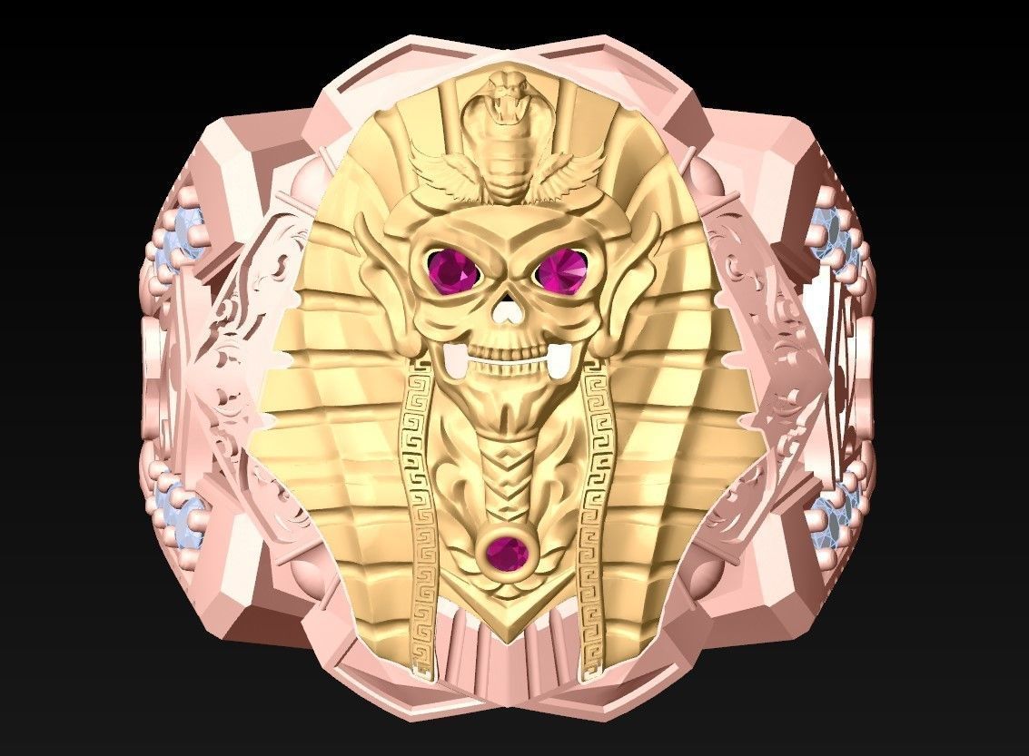Pharaon Ring - N1443 3D print model_3