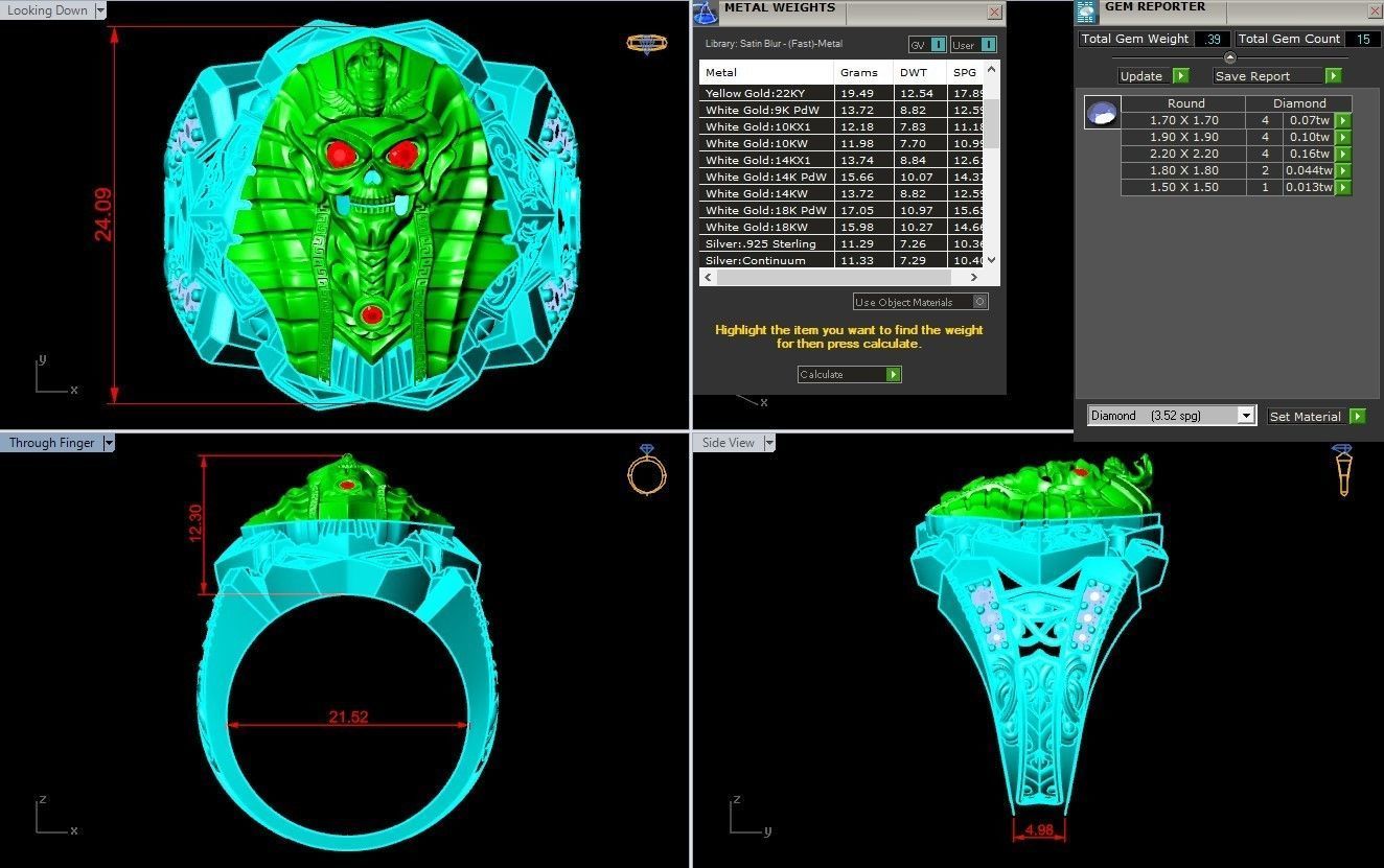 Pharaon Ring - N1443 3D print model_7