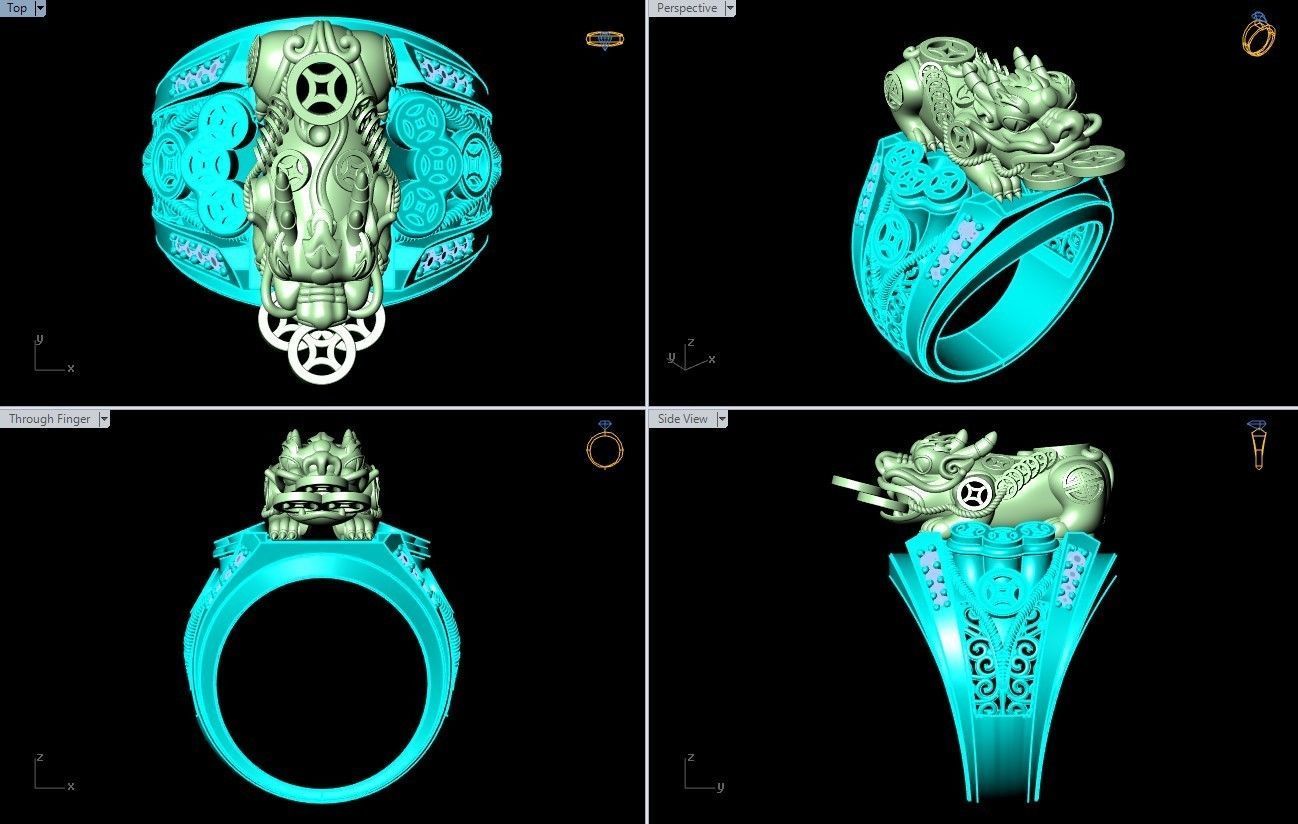 Pixiu Ring - Unicorn Ring - N1302 3D print model_10