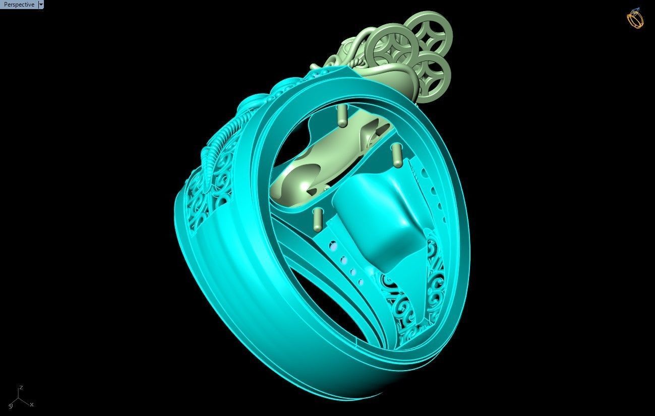 Pixiu Ring - Unicorn Ring - N1302 3D print model_7