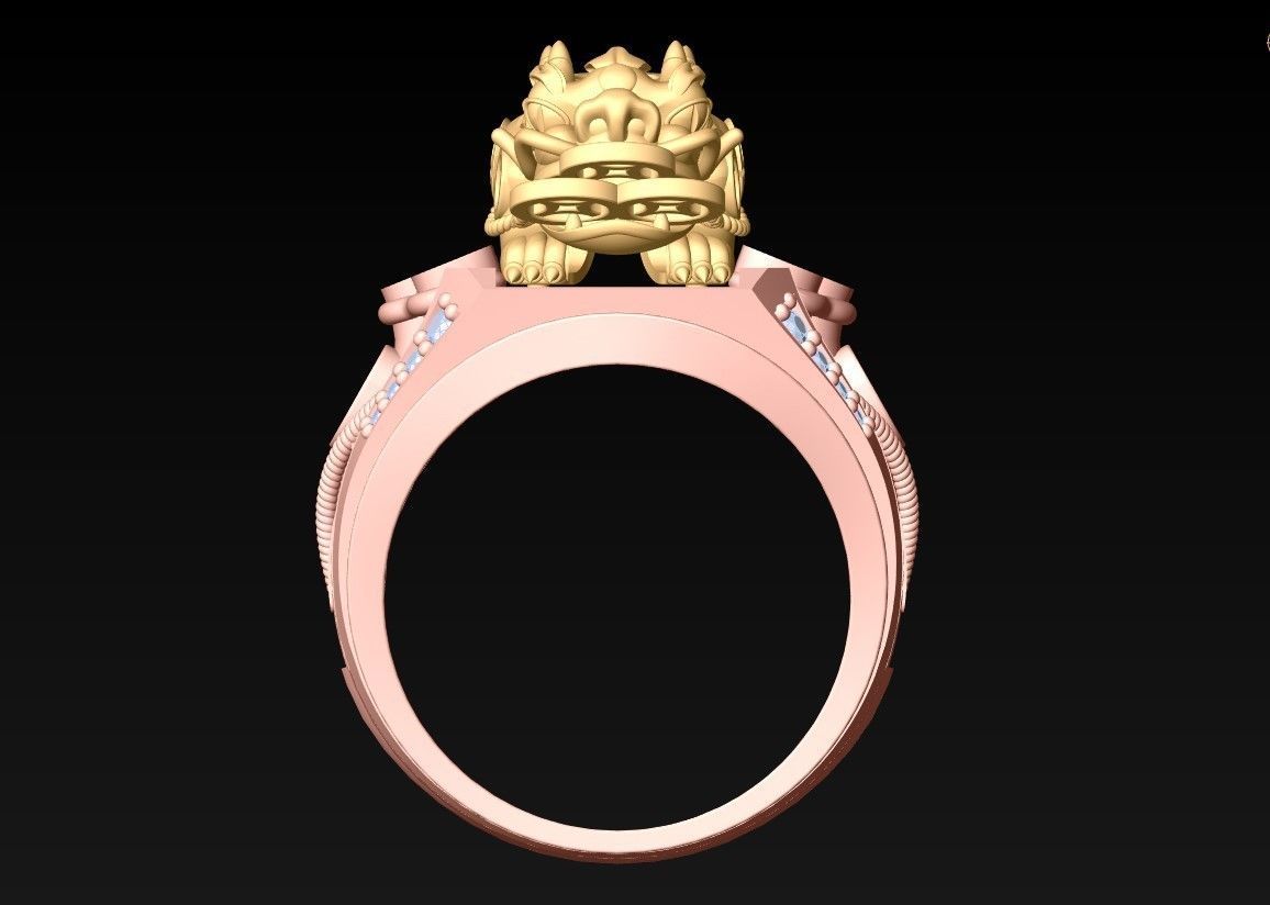 Pixiu Ring - Unicorn Ring - N1302 3D print model_6