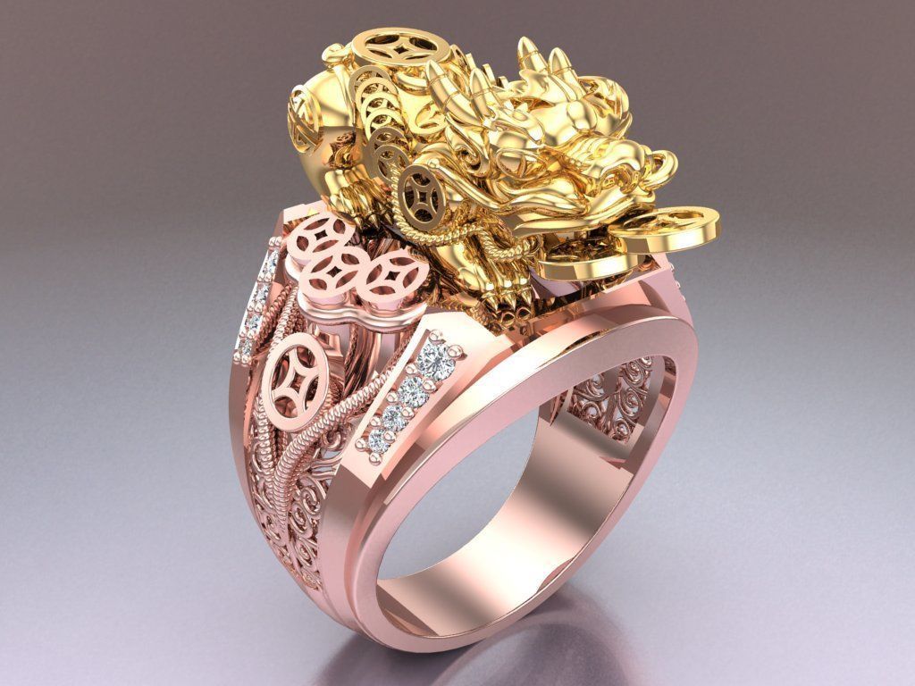 Pixiu Ring - Unicorn Ring - N1302 3D print model_2