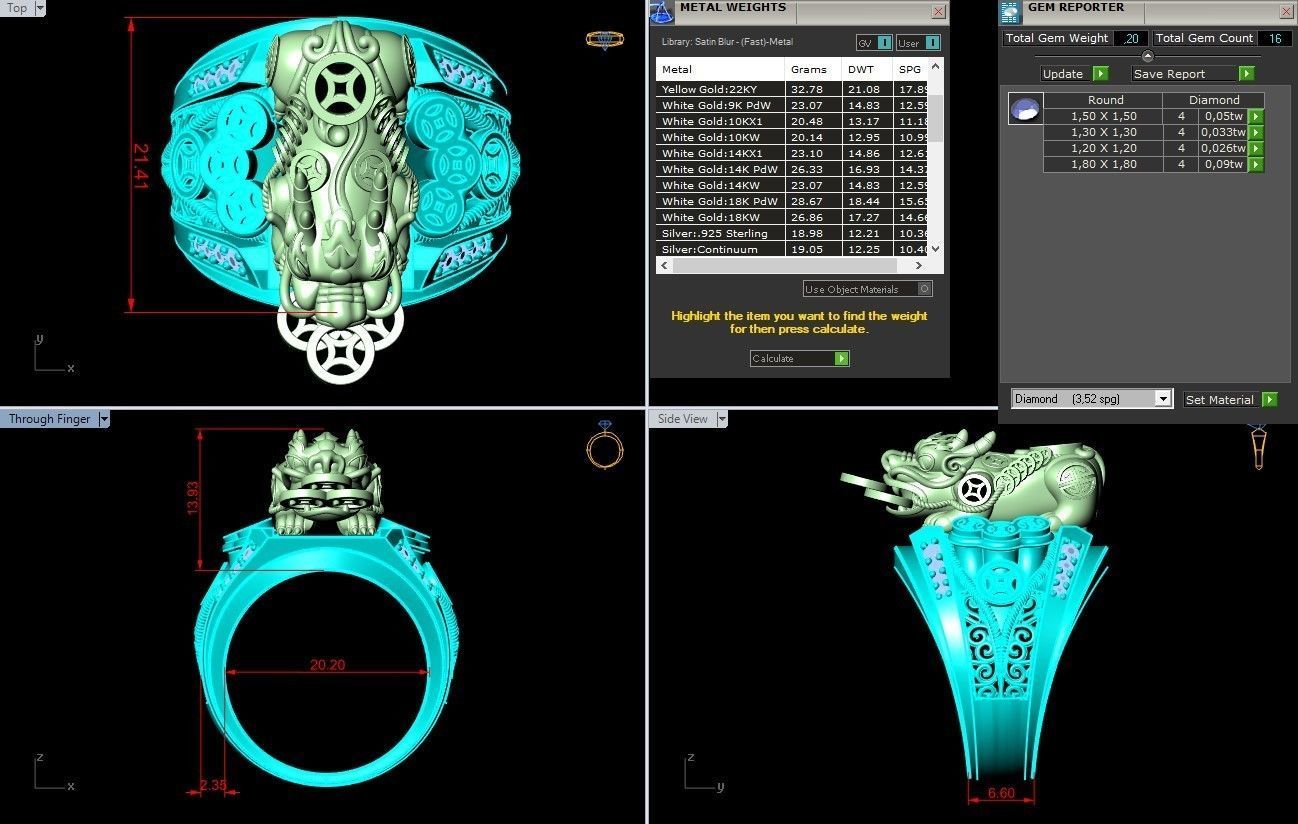 Pixiu Ring - Unicorn Ring - N1302 3D print model_8