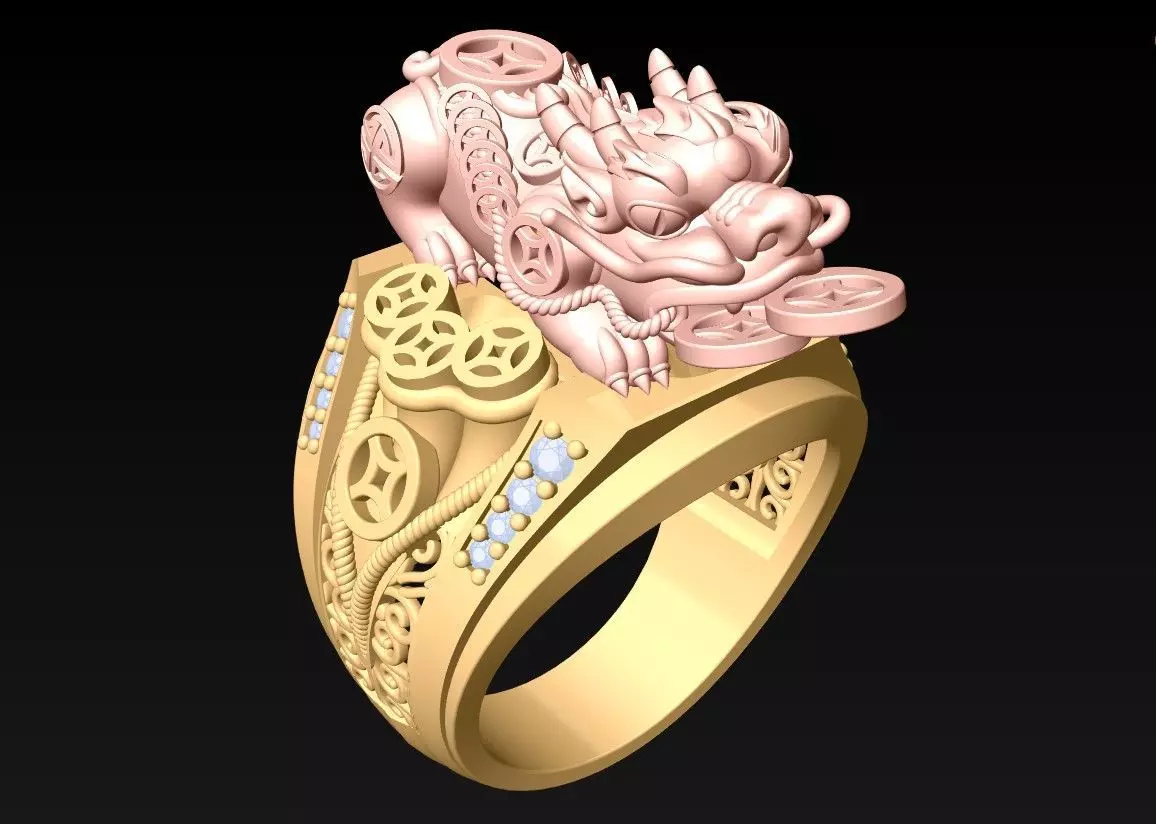 Pixiu Ring - Unicorn Ring - N1302 3D print model_0