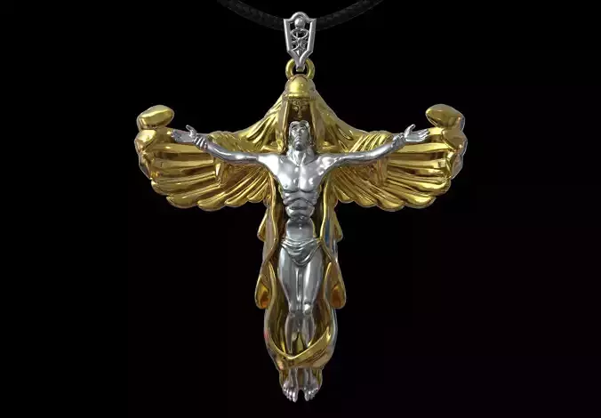 Jesus Christ ascension cross necklace