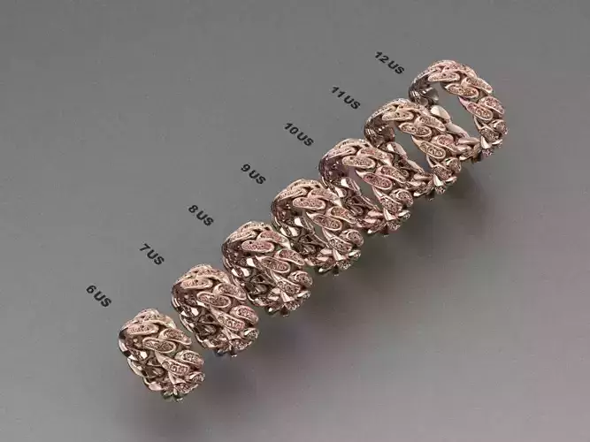 Miami Cuban Ring Models 8 mm wide 6-7-8-9-10-11-12 US Size