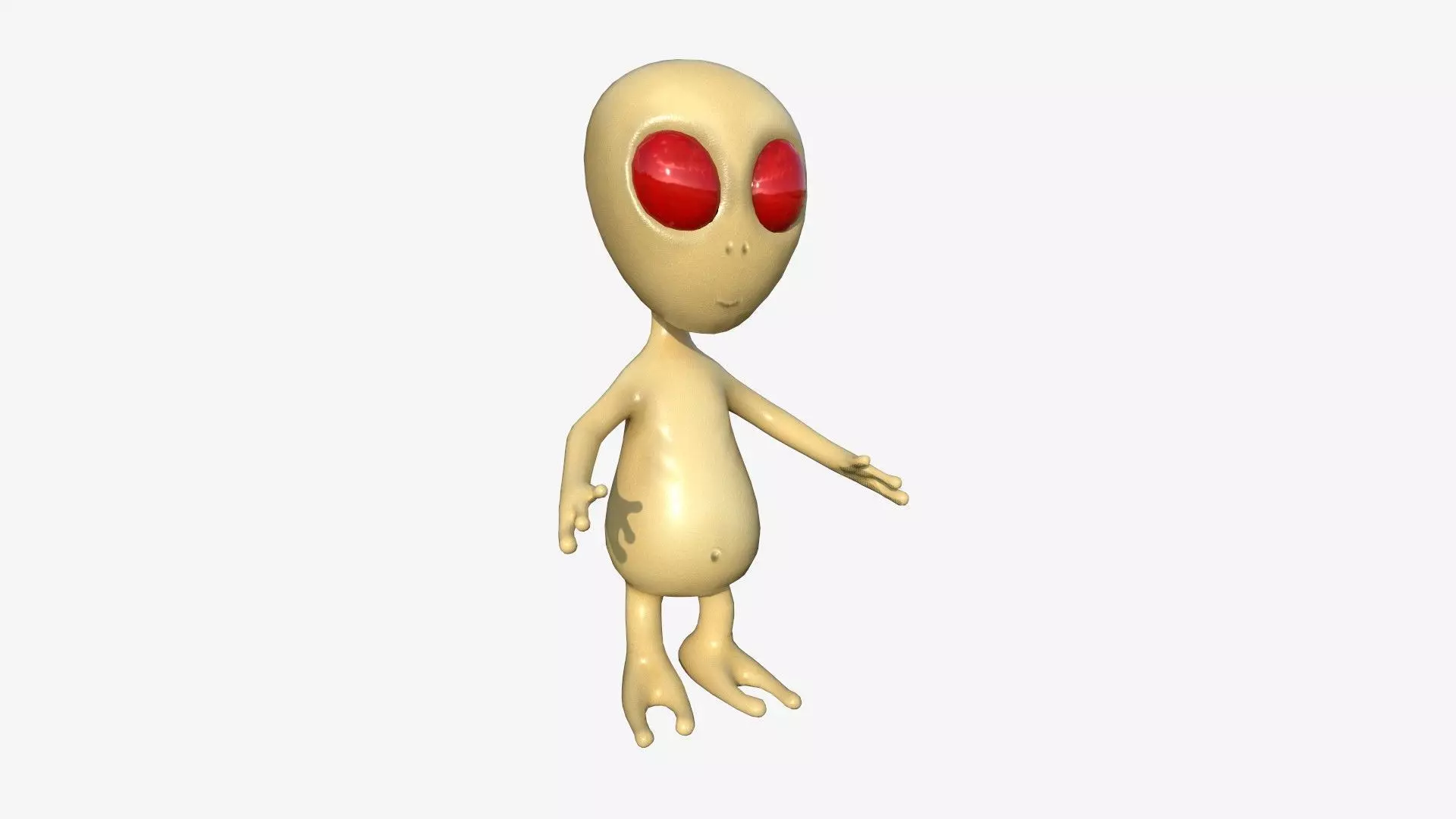 Cute Alien A03 Beige Red - Simple - Character Design Low-poly 3D model_0