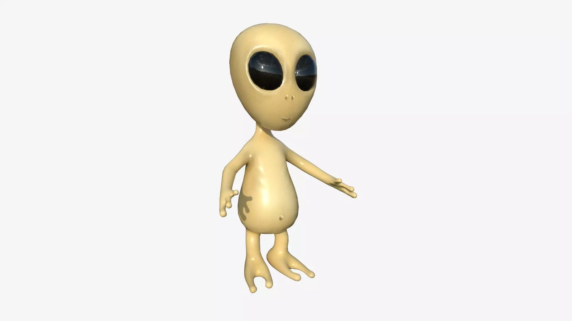 Cute Alien A04 Beige Black - Simple - Character Design Low-poly 3D model_0