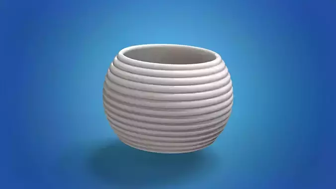 Ripple planter rounded vase flower pot stl model for 3D printing