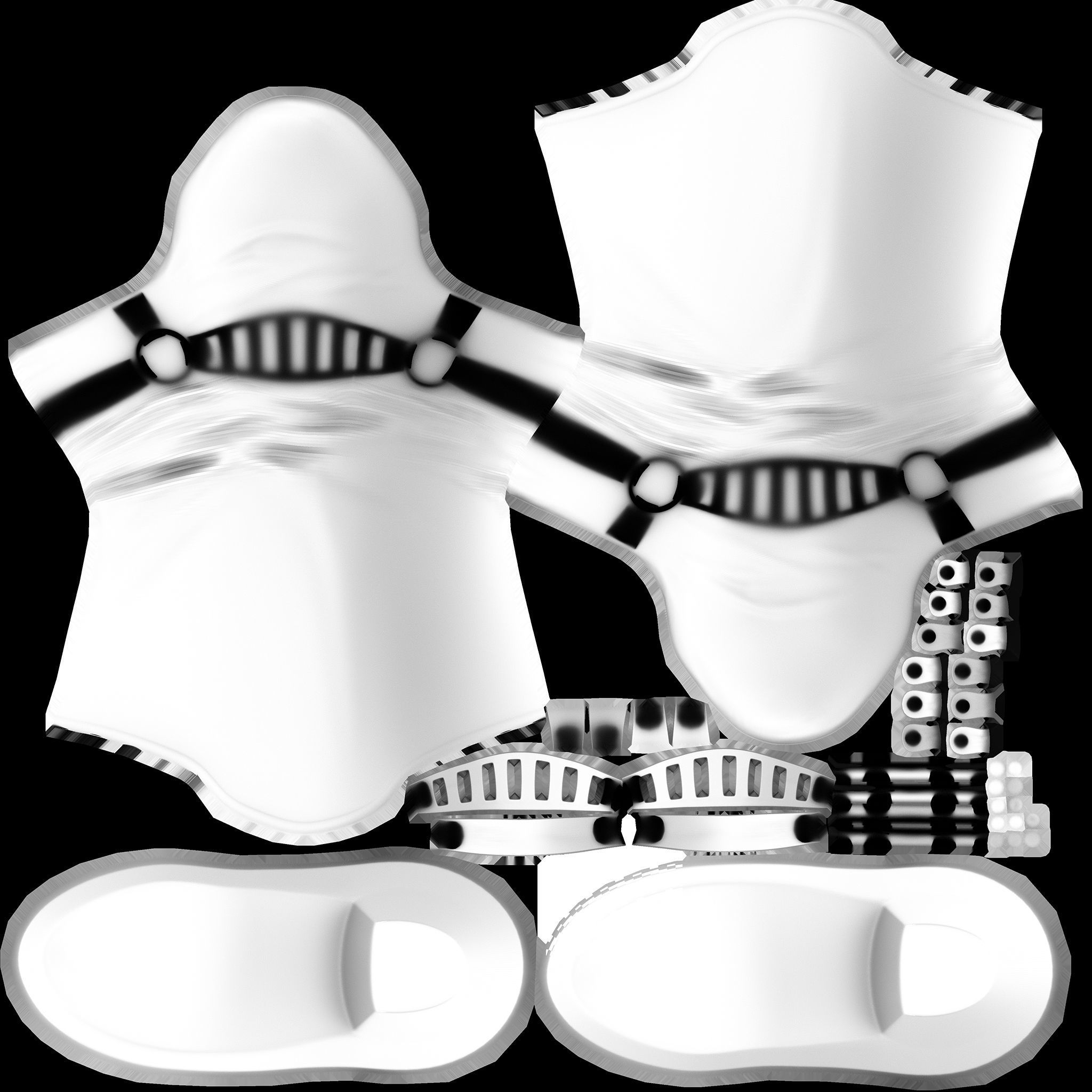 Female Brown Leather Steampunk Cosplay Calf Boots Low-poly 3D model_13