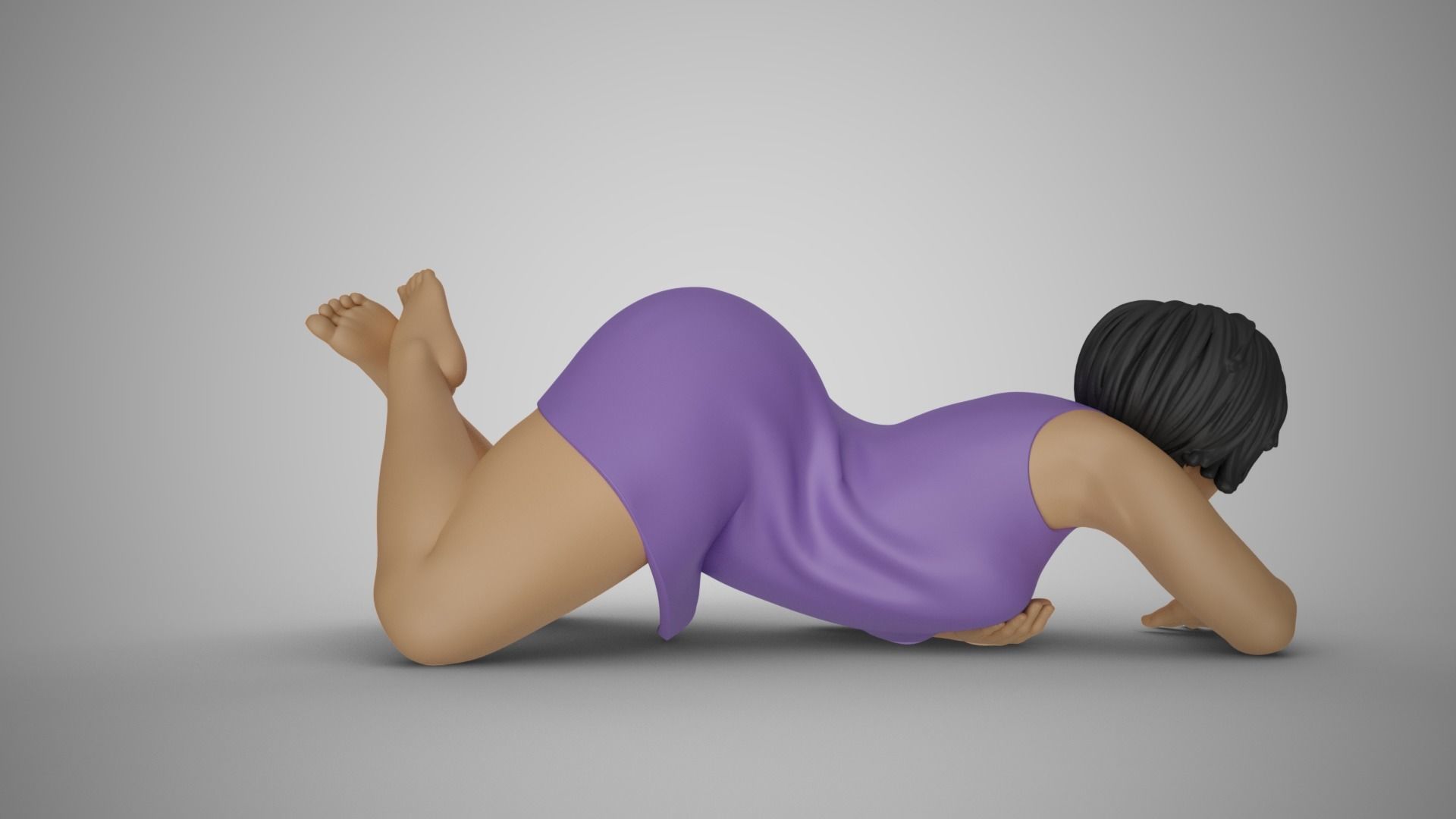 Woman Lying on Floor Bent Knees 3D print model_6