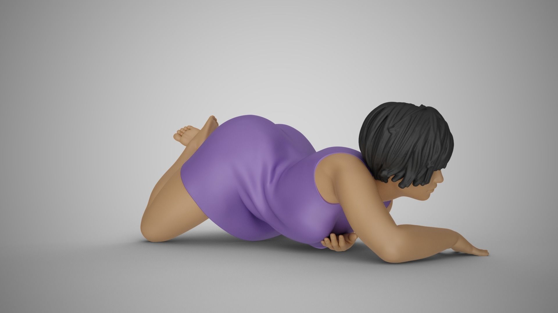 Woman Lying on Floor Bent Knees 3D print model_5