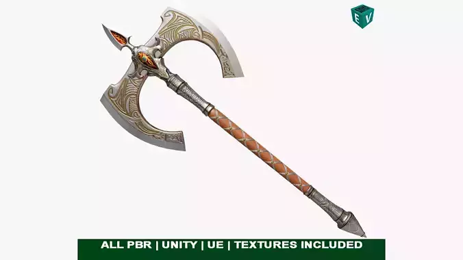 Battle Axe12 All PBR Unity UE Textures Included Low-poly 3D model