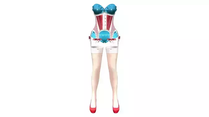 Pin Up Retro Outfit Low-poly 3D model