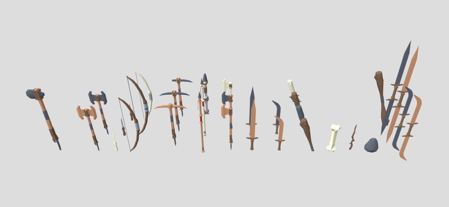 Low Poly Survival Tools Pack Low-poly 3D model_1