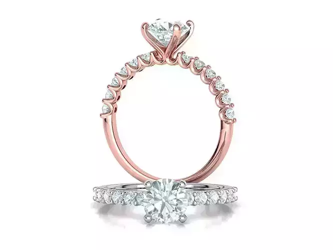 Hazel Solitaire Engagement Ring with 1ct Diamond 4claw setting 3D print model