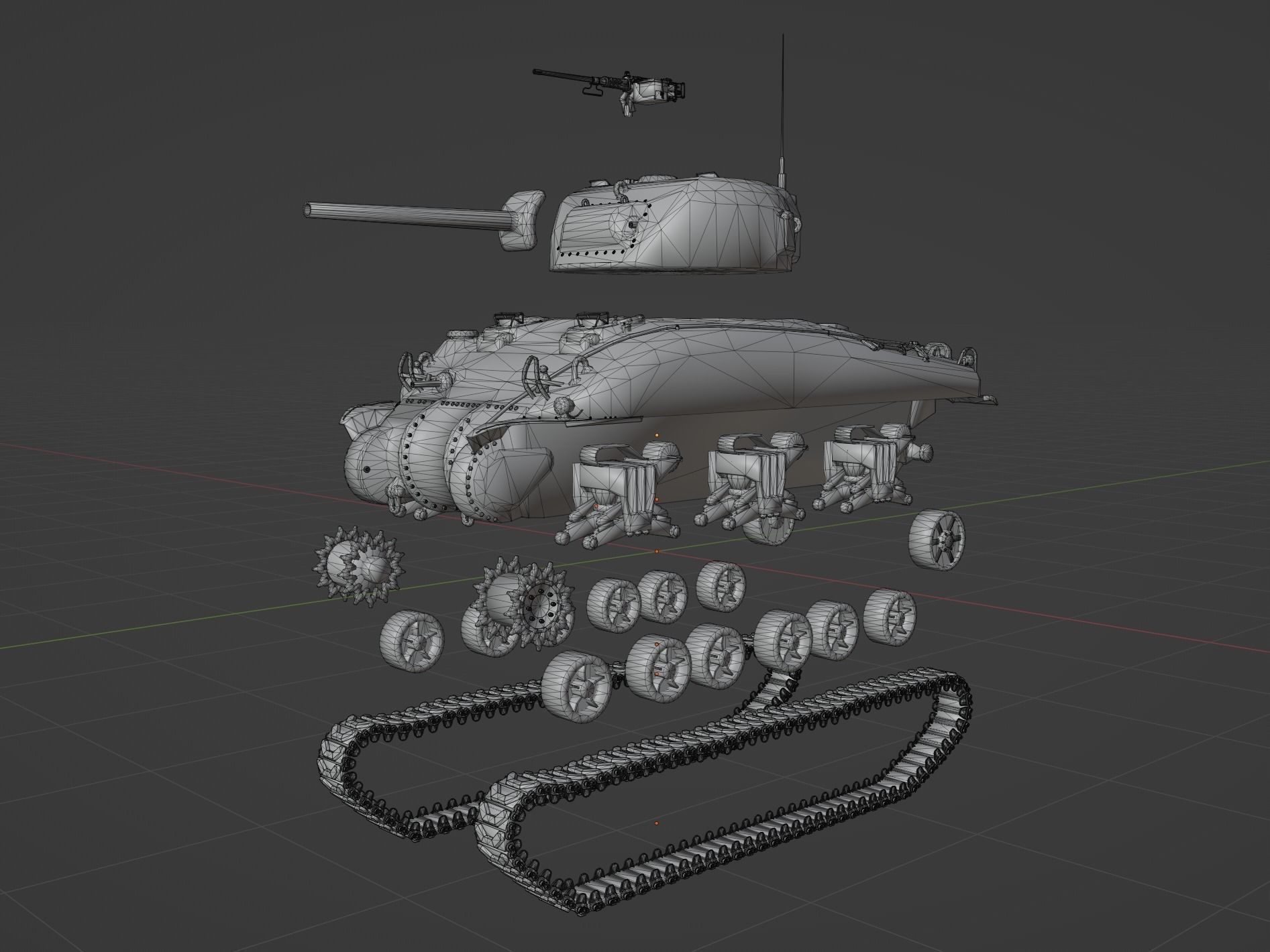 M4 A1 Sherman Low-poly 3D model_8