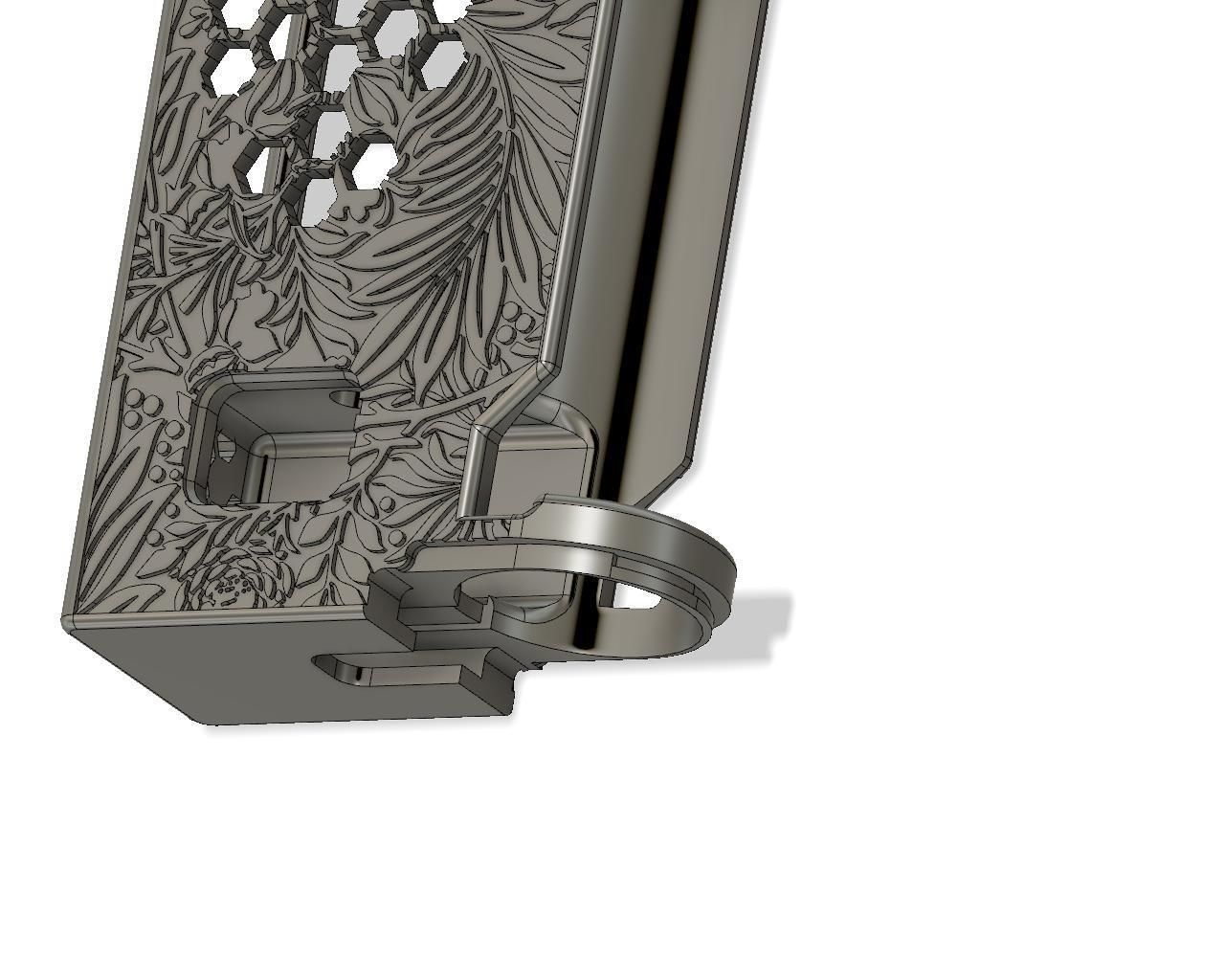 Boro Mechanical Mod SLIM floral texture custom nut connector 3D print model_5