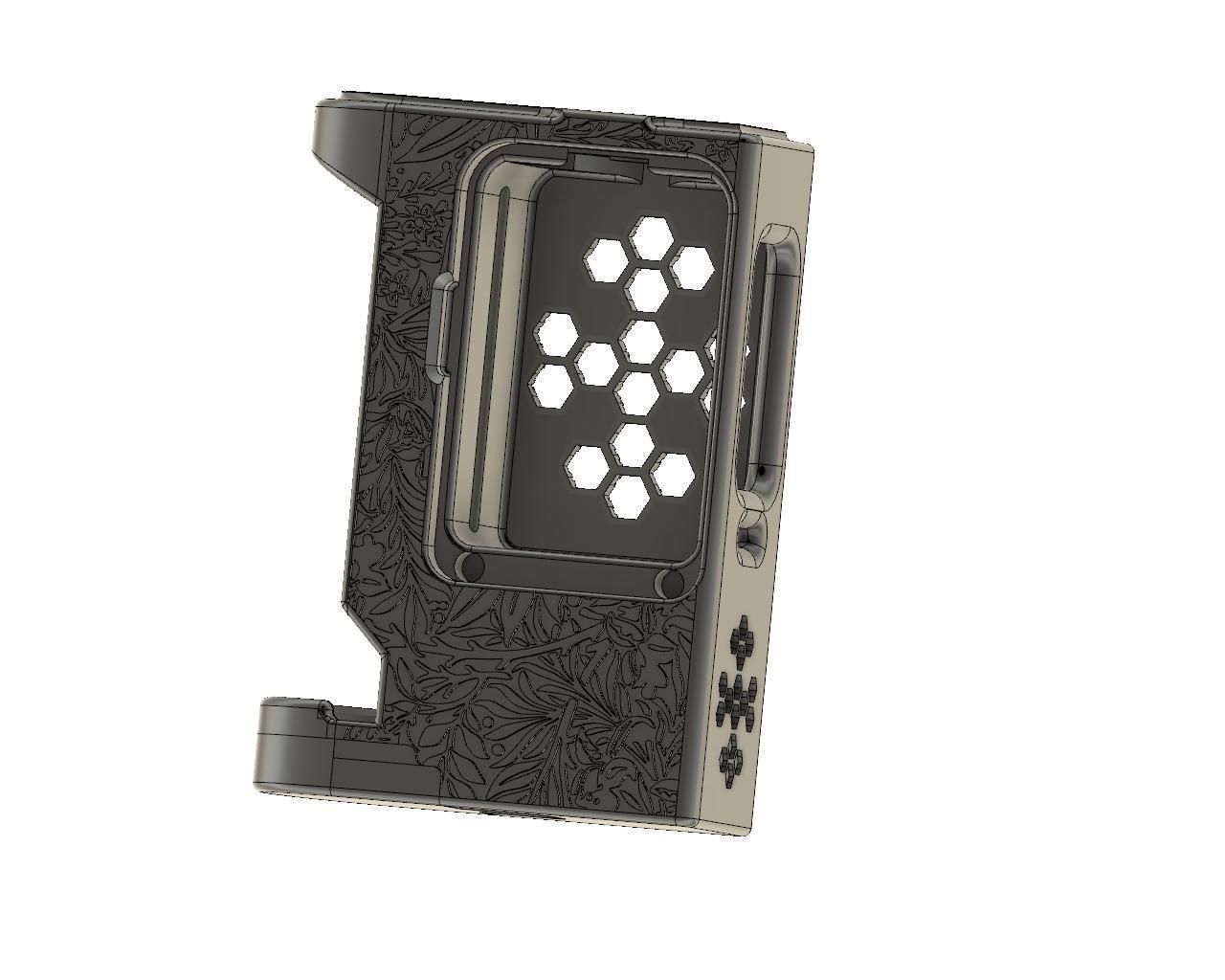 Boro Mechanical Mod SLIM floral texture custom nut connector 3D print model_2