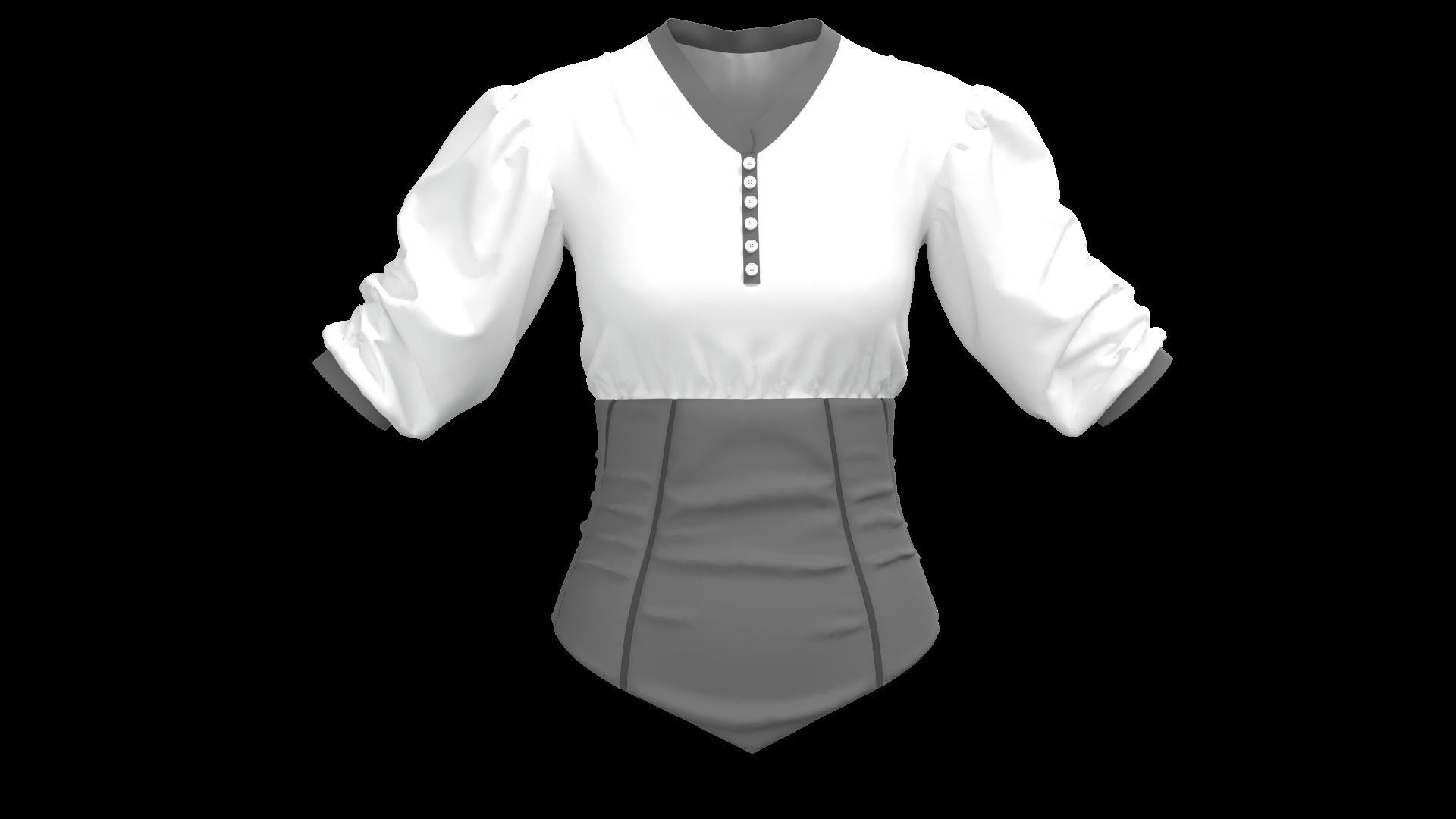 Blouse with Corset Marvelous Designer 3D model_2