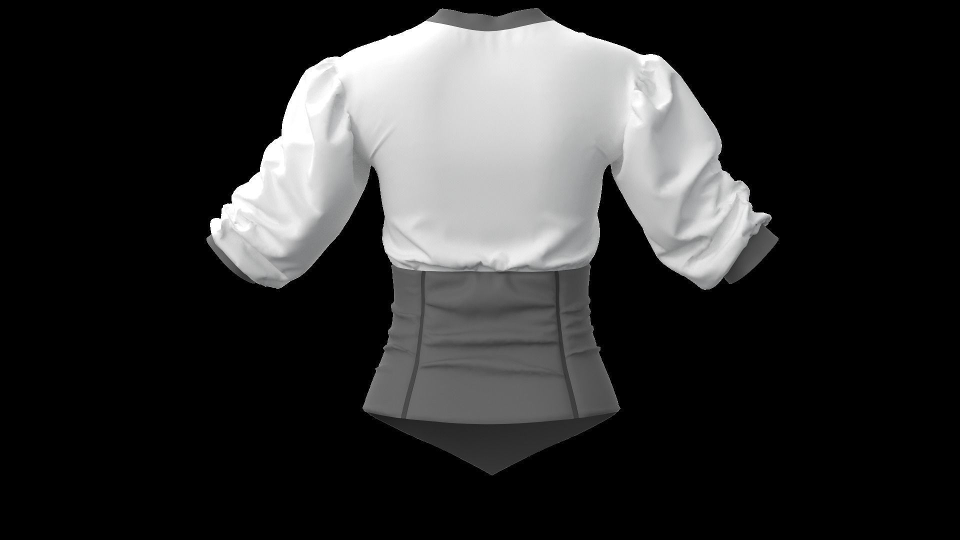 Blouse with Corset Marvelous Designer 3D model_4