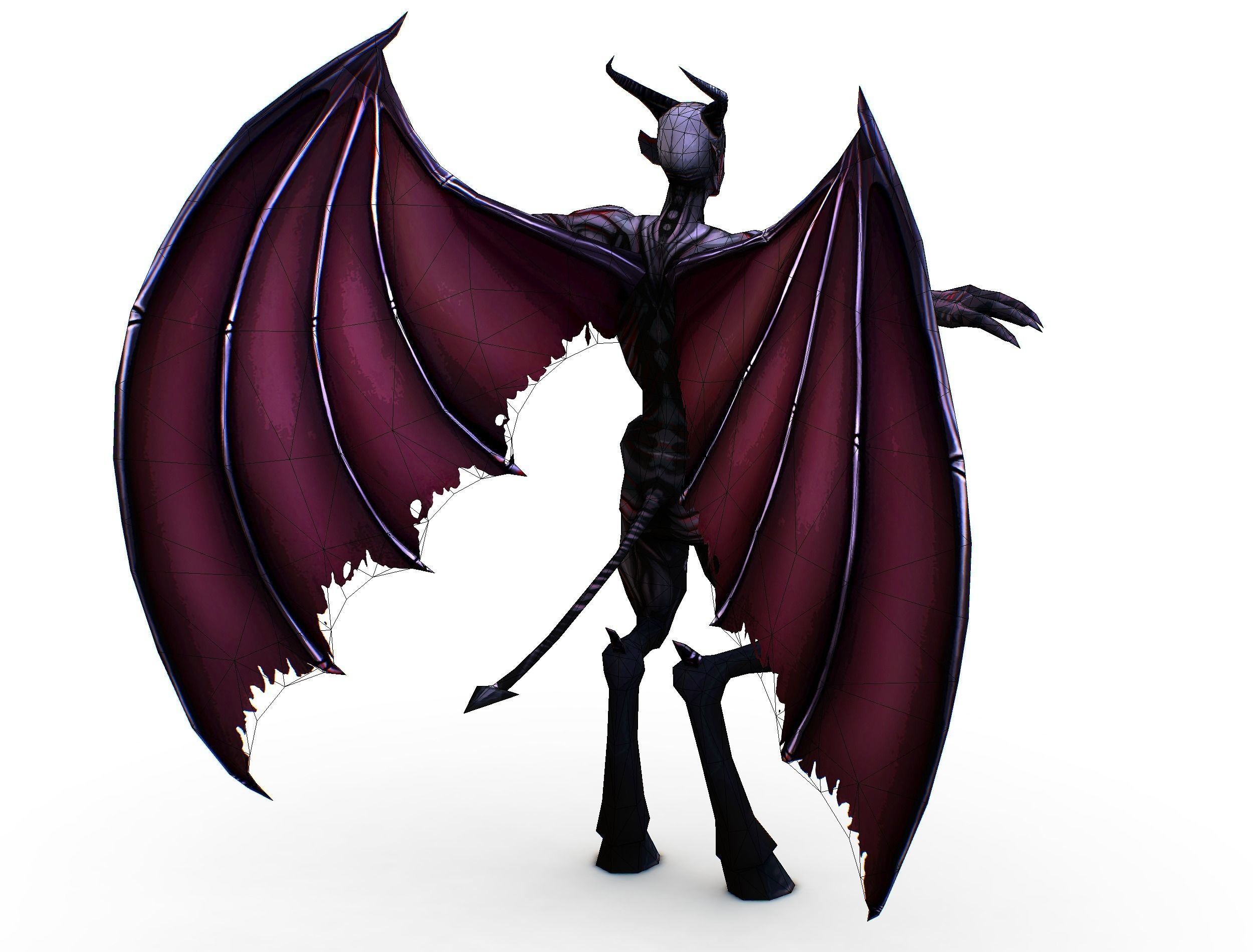 Demon - Dark Vampire Monster Low-poly 3D model_12