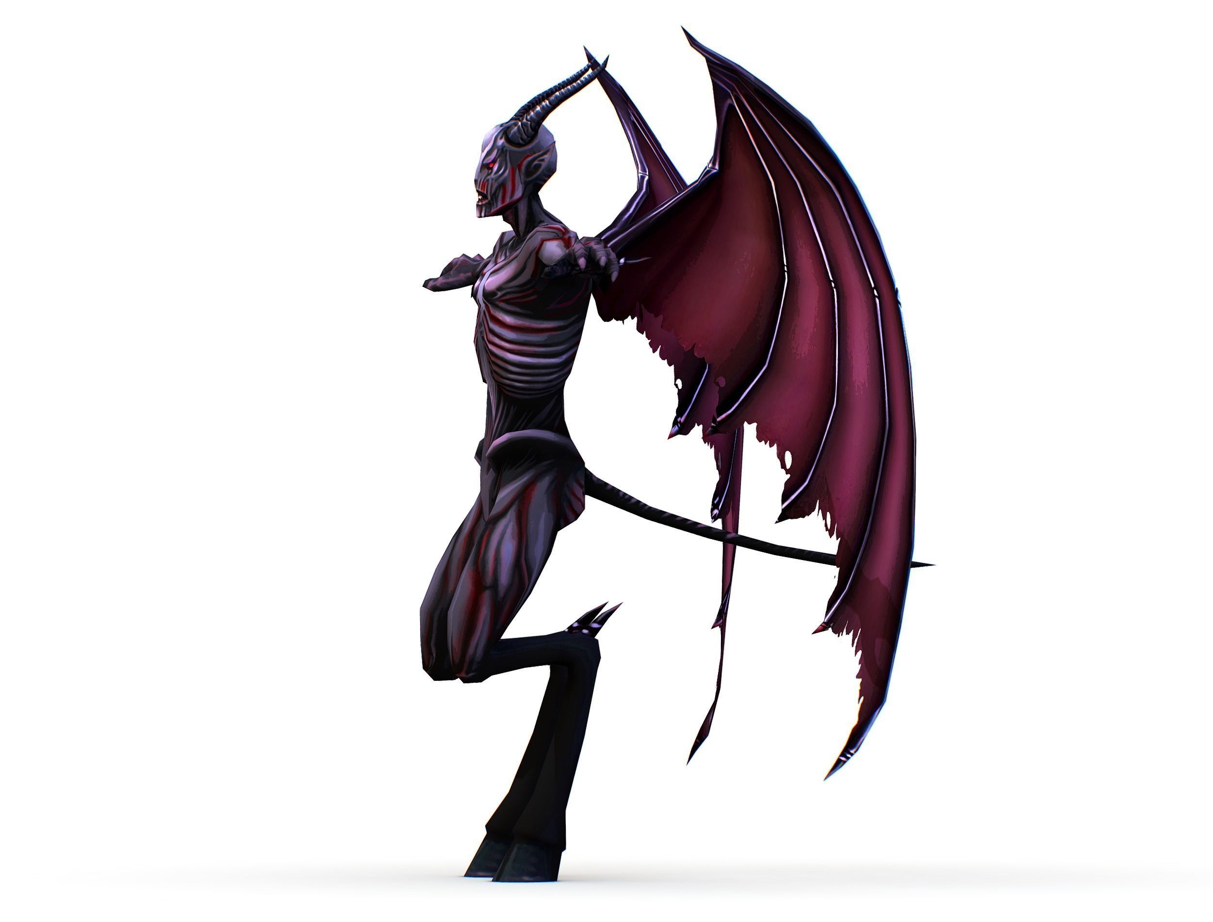 Demon - Dark Vampire Monster Low-poly 3D model_9