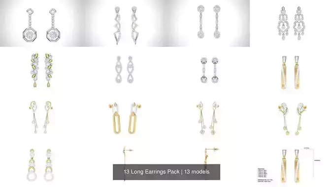 13 Long Earrings Pack
