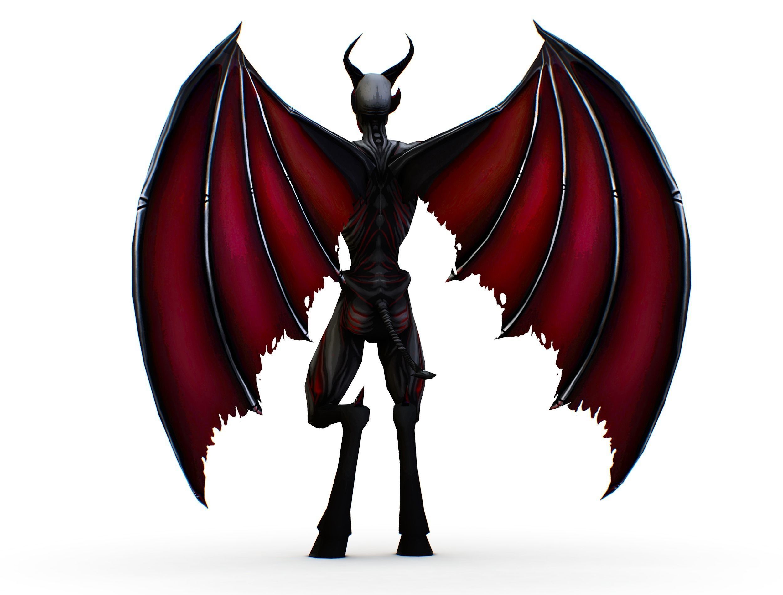 Demon - Vampire Darck Grey Monster Low-poly 3D model_4