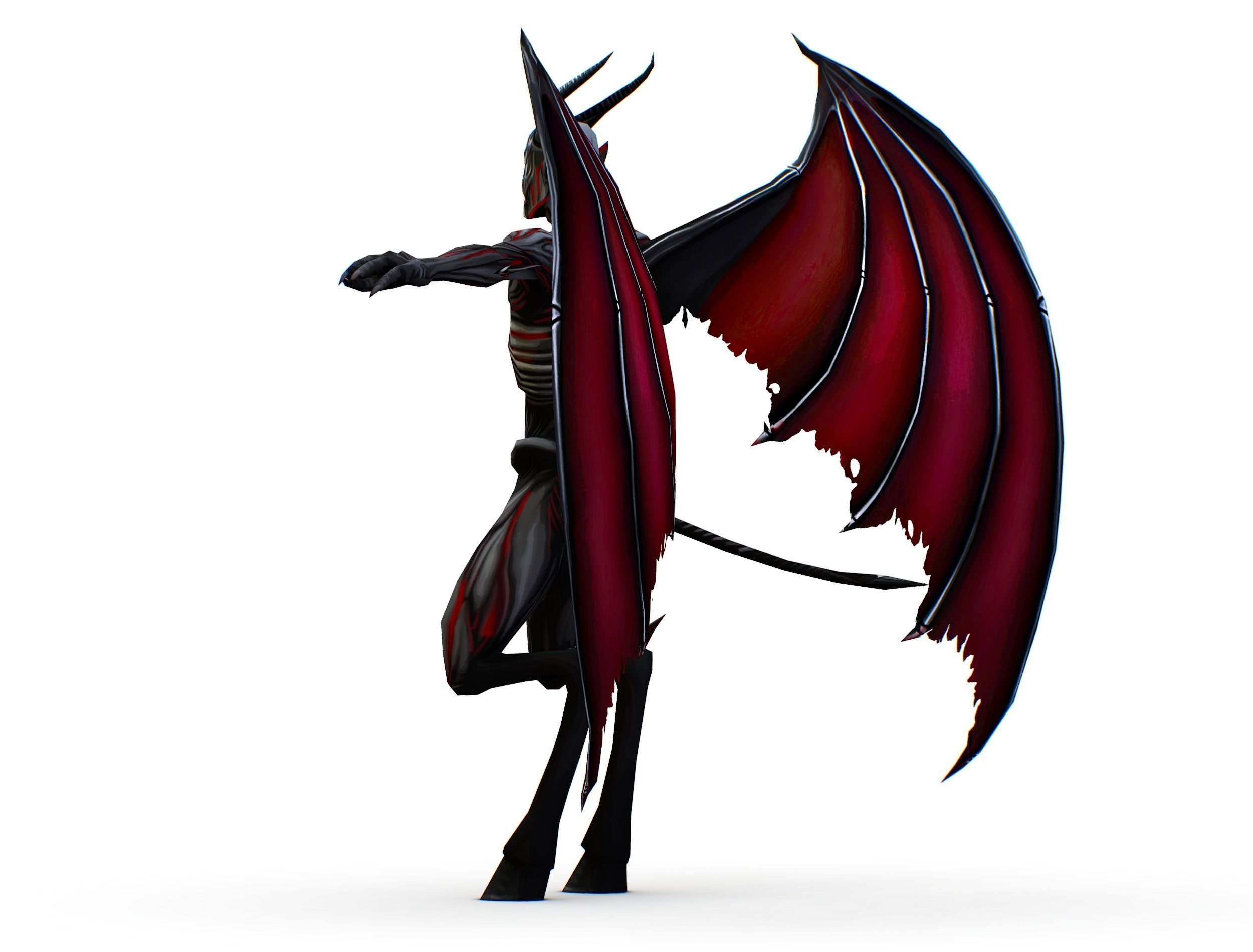 Demon - Vampire Darck Grey Monster Low-poly 3D model_3