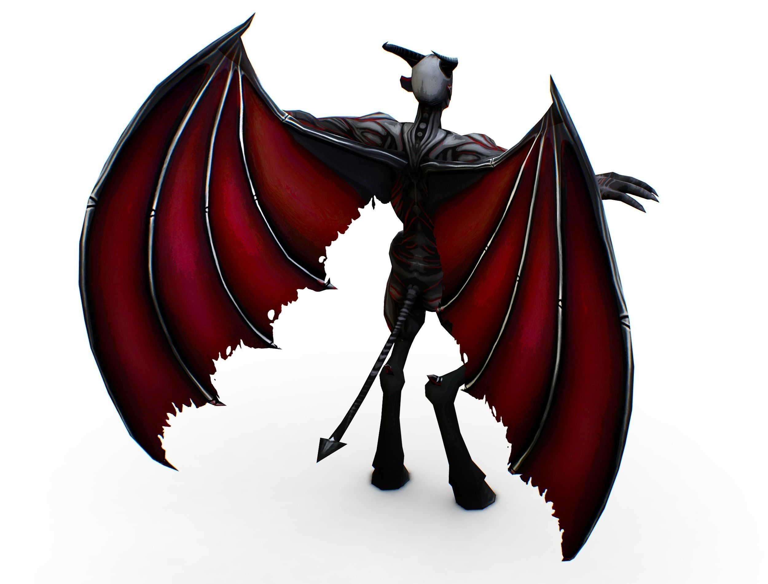 Demon - Vampire Darck Grey Monster Low-poly 3D model_13
