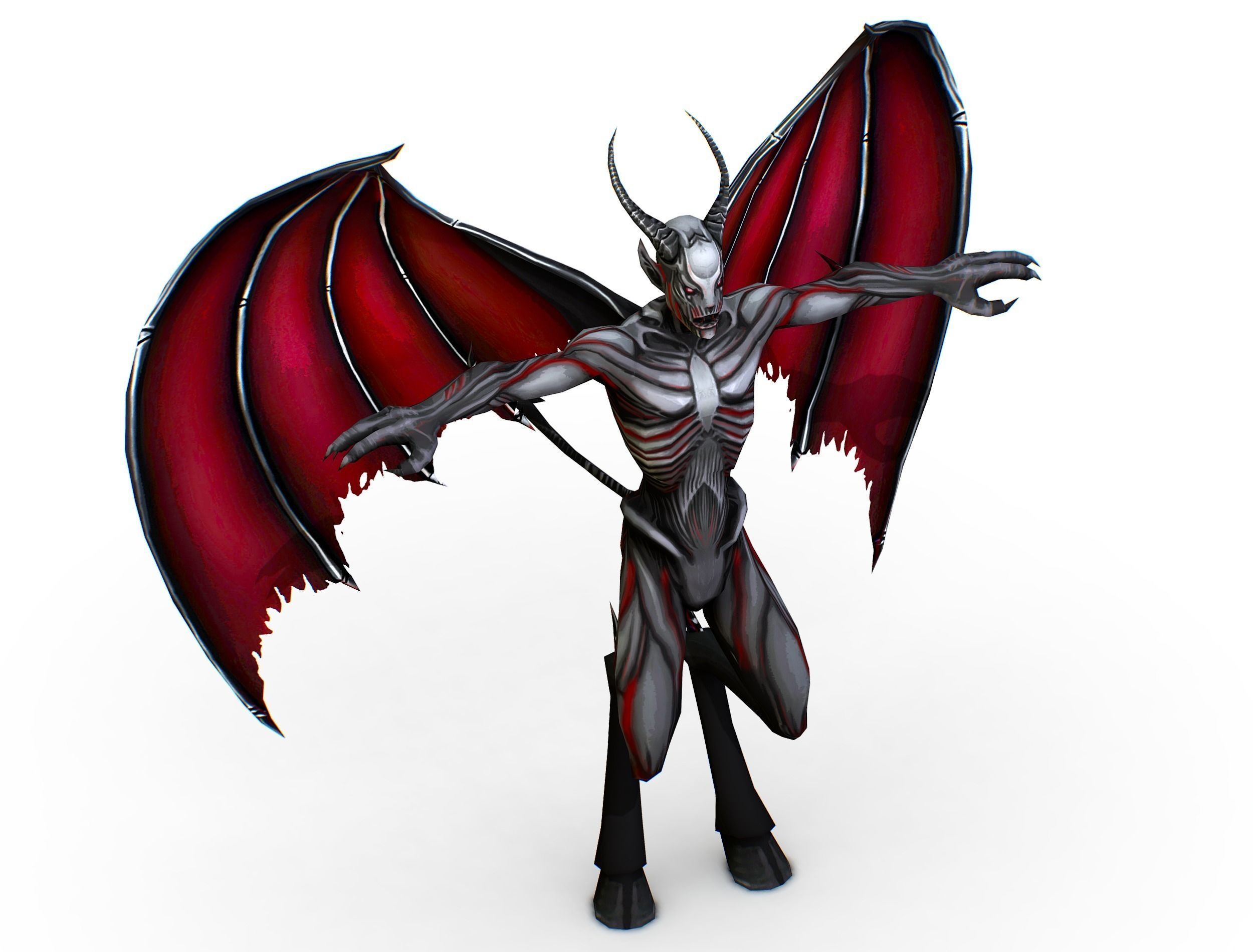 Demon - Vampire Darck Grey Monster Low-poly 3D model_9