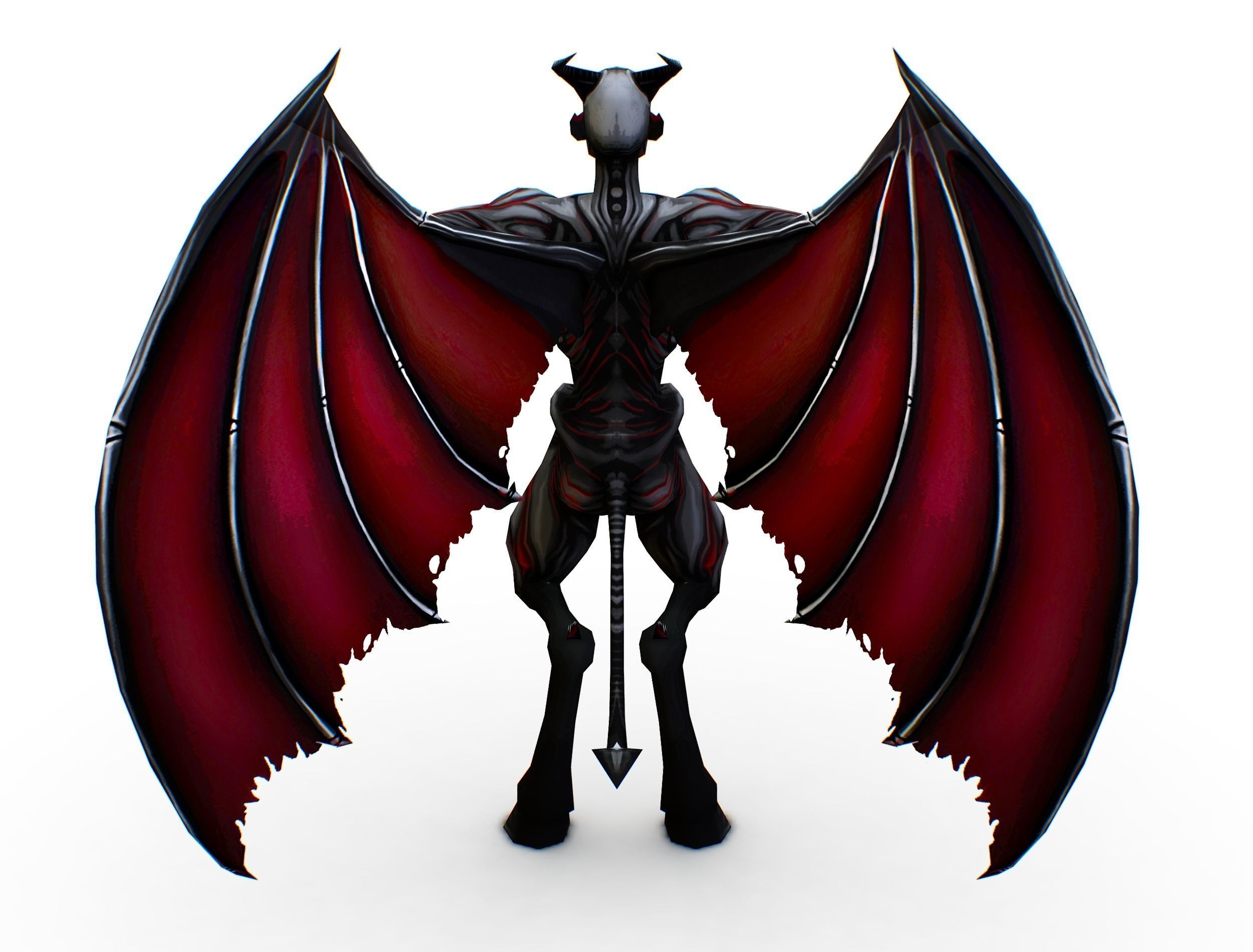 Demon - Vampire Darck Grey Monster Low-poly 3D model_11