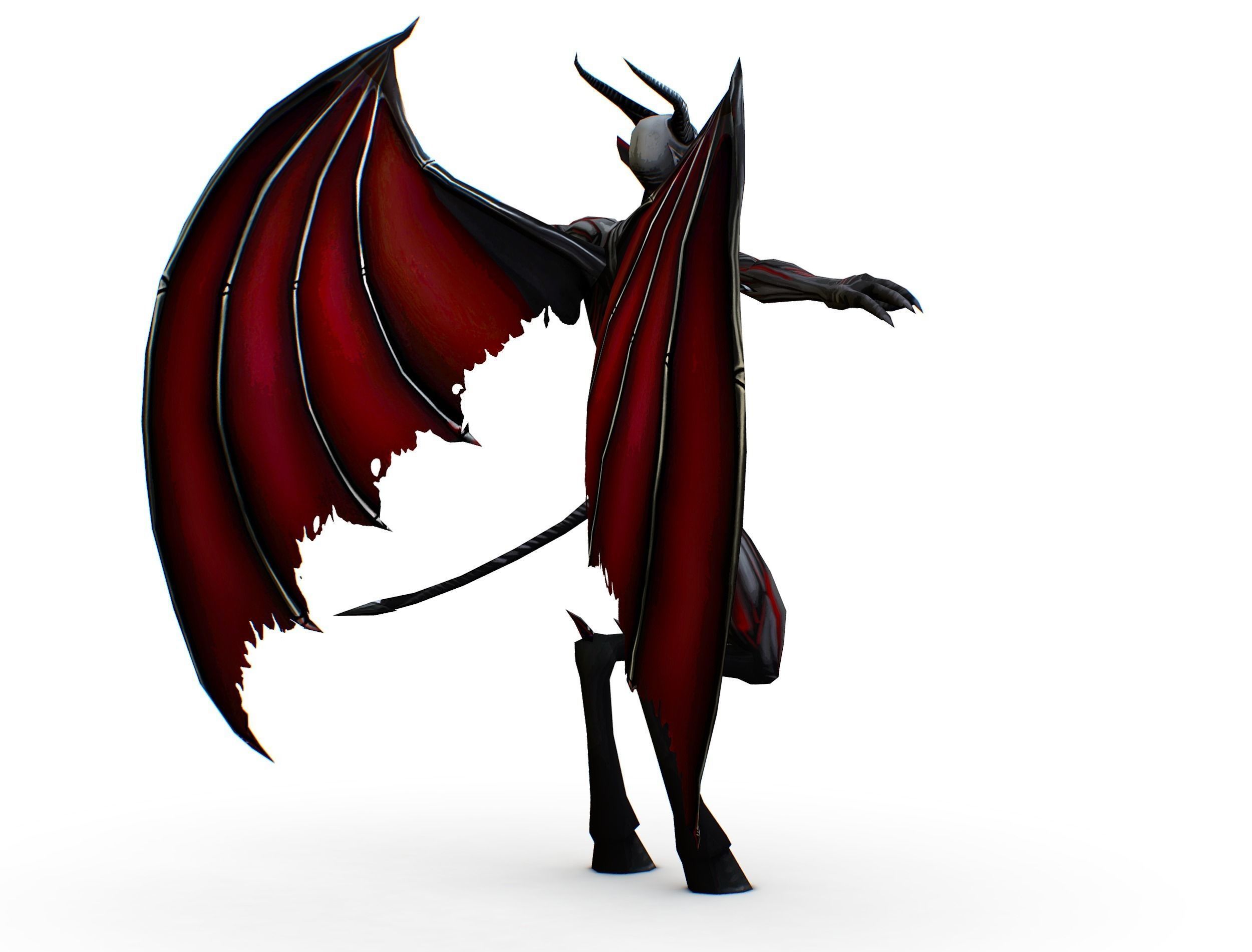 Demon - Vampire Darck Grey Monster Low-poly 3D model_6