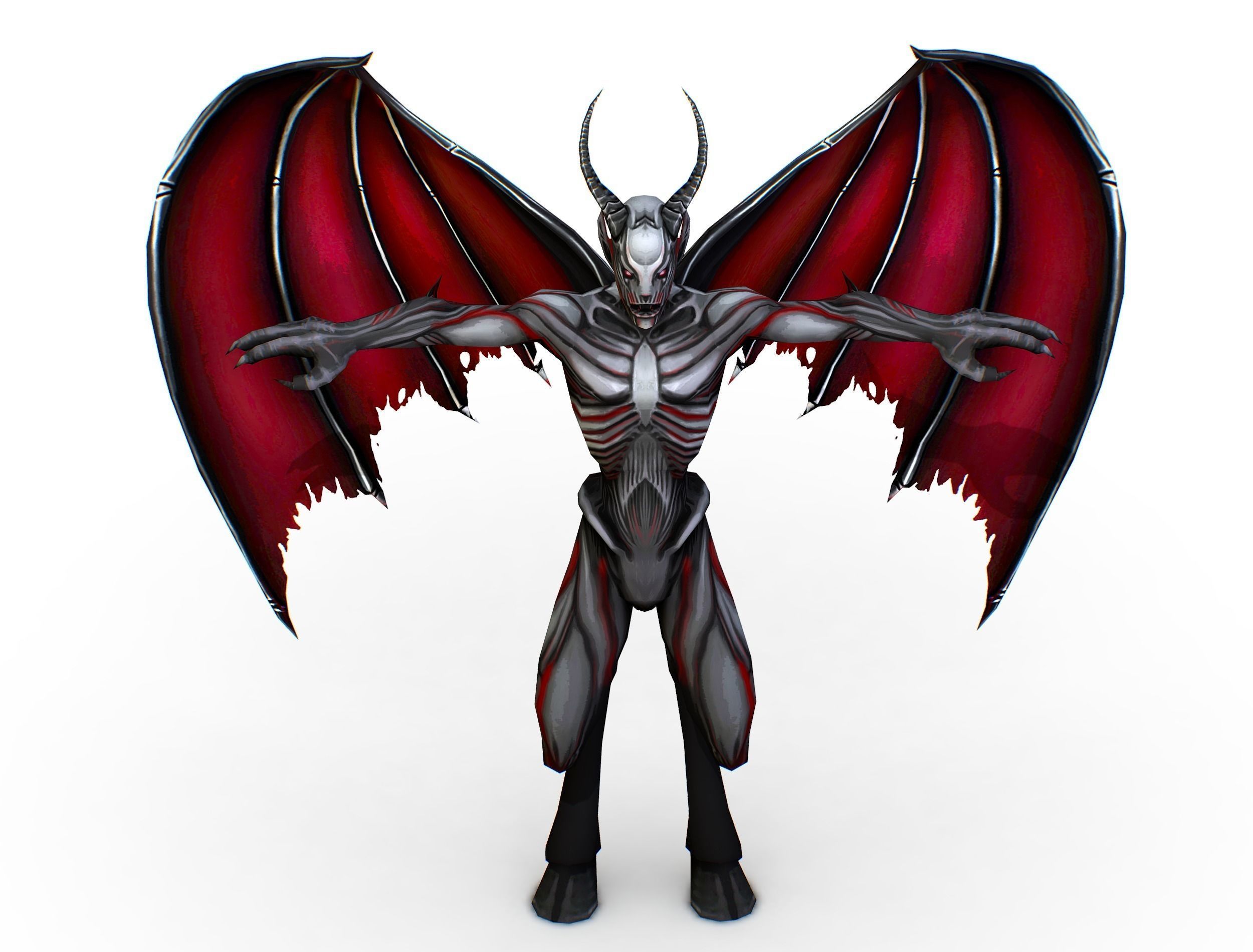 Demon - Vampire Darck Grey Monster Low-poly 3D model_10