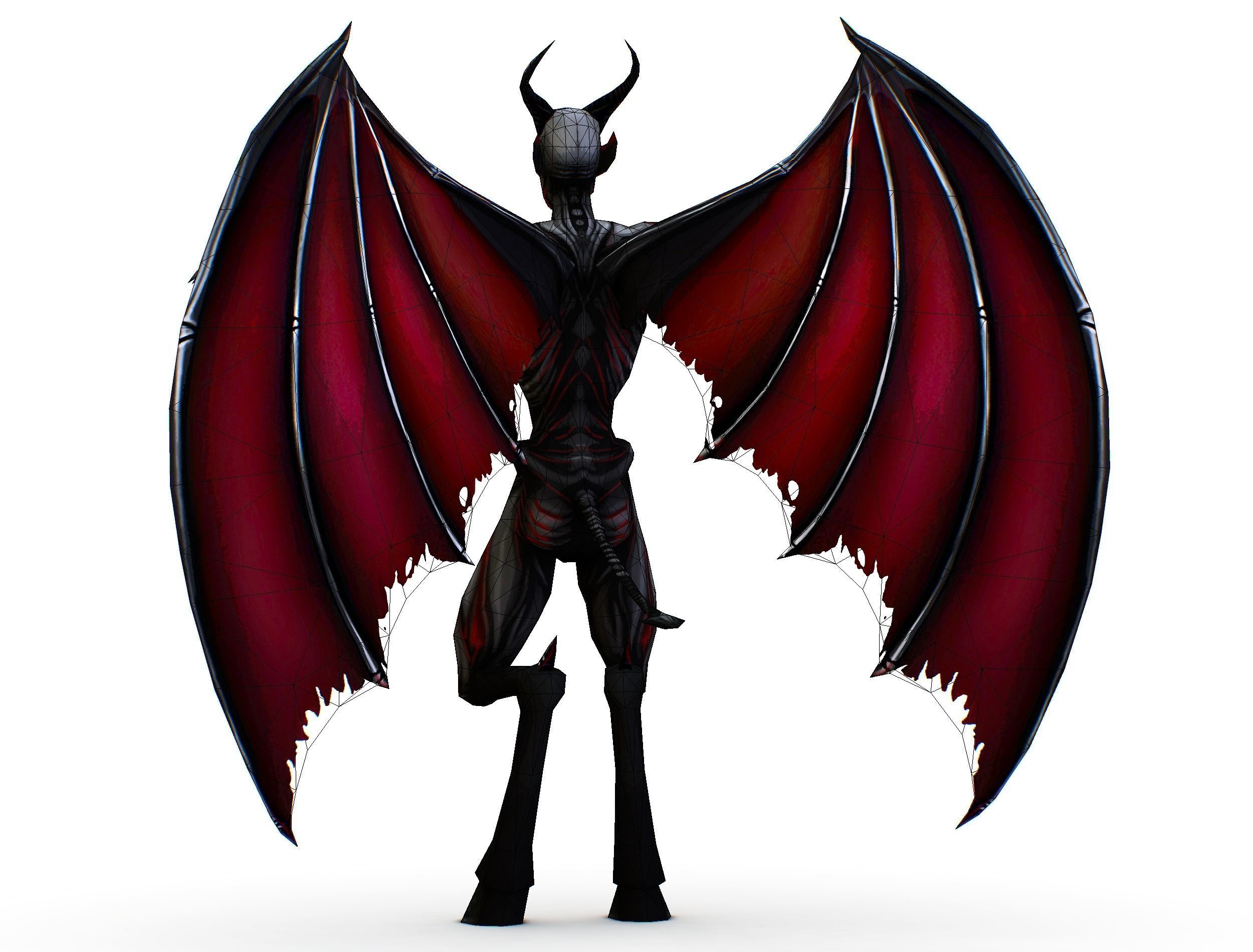 Demon - Vampire Darck Grey Monster Low-poly 3D model_14