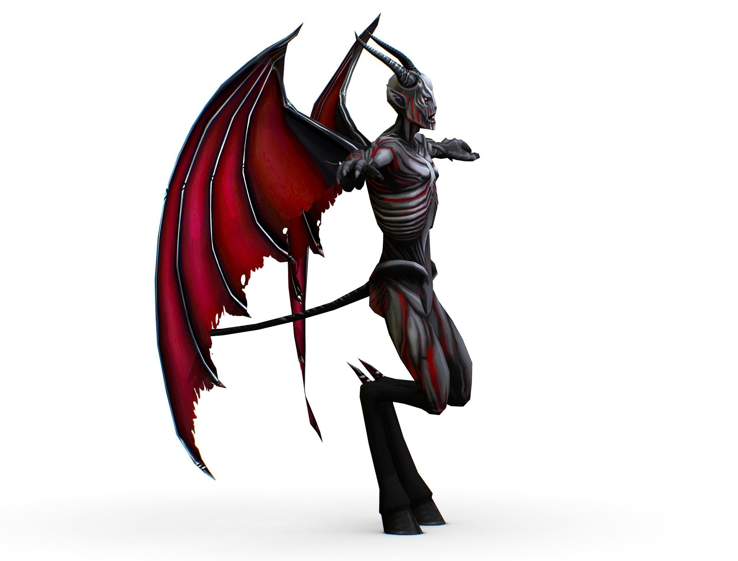 Demon - Vampire Darck Grey Monster Low-poly 3D model_7