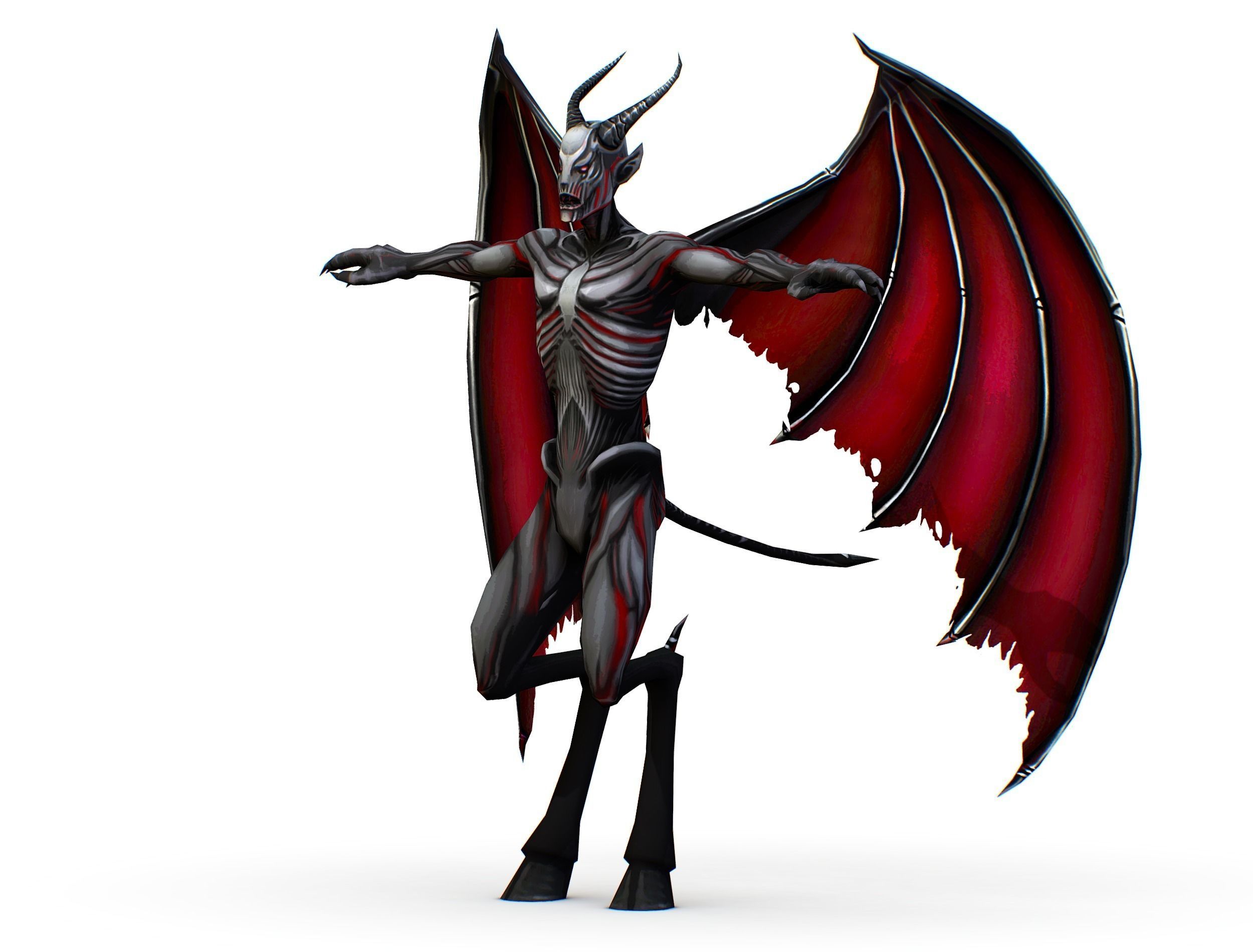 Demon - Vampire Darck Grey Monster Low-poly 3D model_1