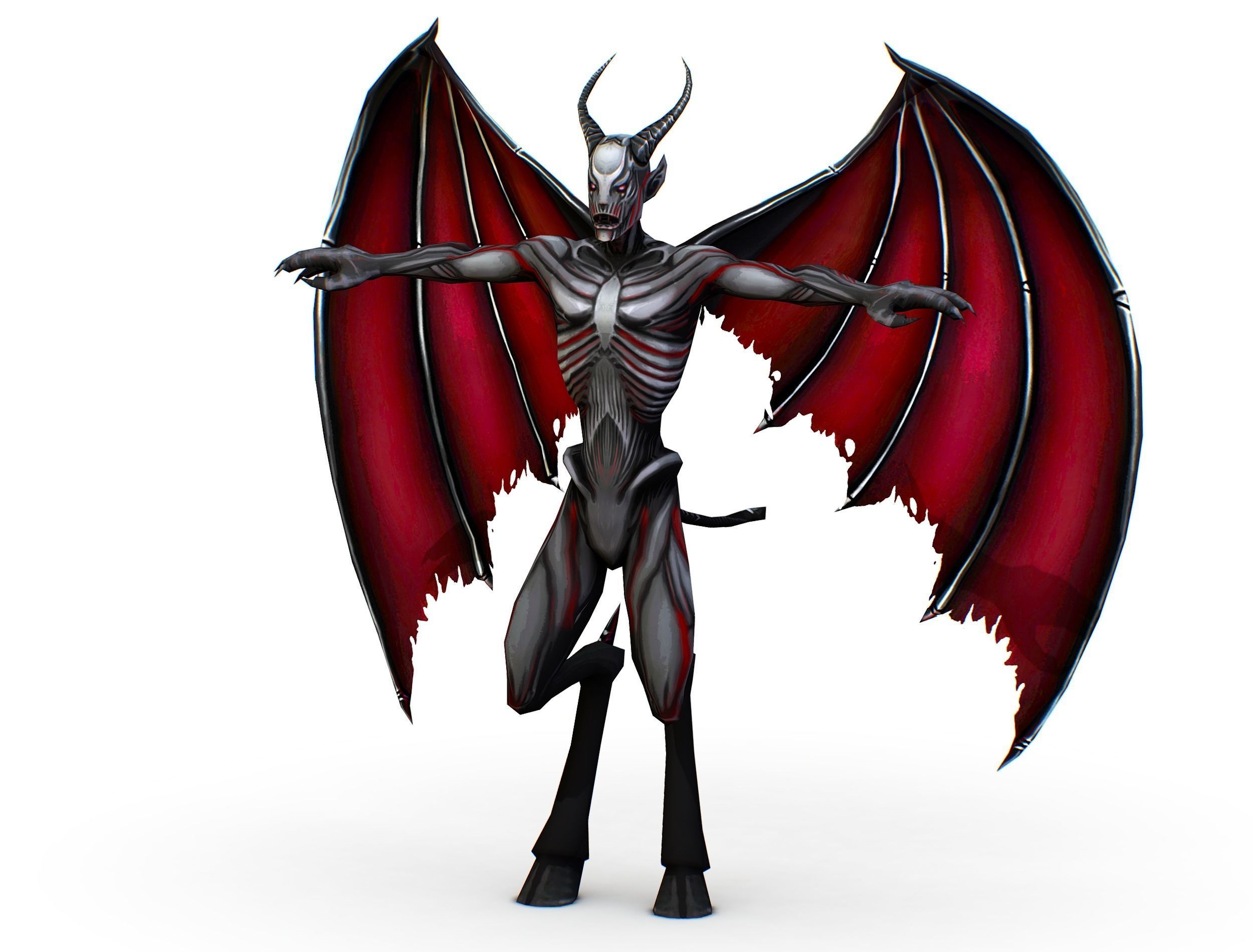 Demon - Vampire Darck Grey Monster Low-poly 3D model_8