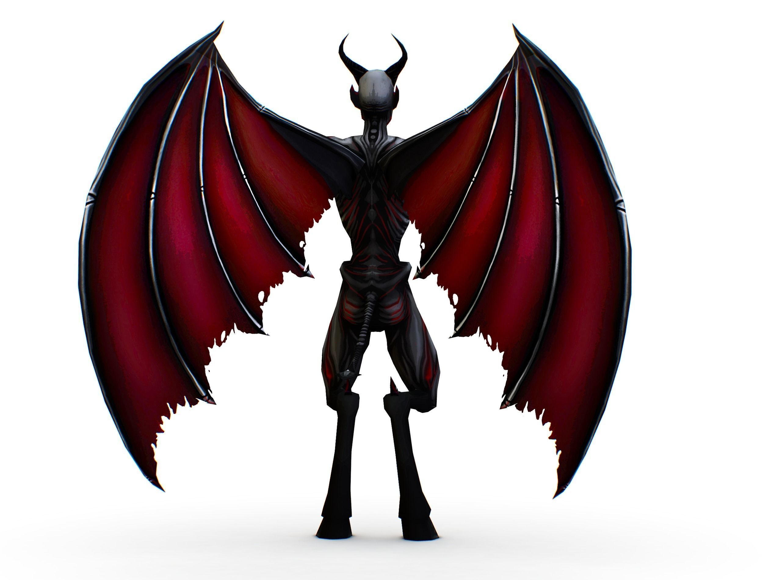 Demon - Vampire Darck Grey Monster Low-poly 3D model_5