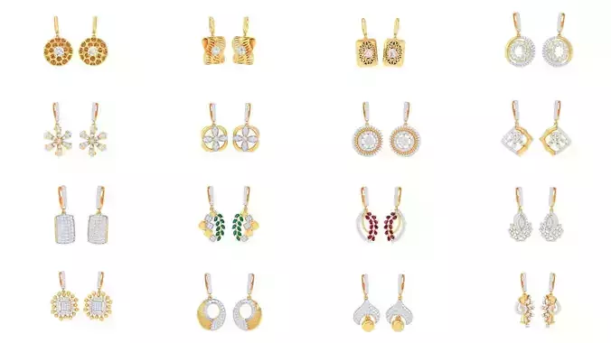 226 Hoops - Huggies Earrings Pack 3D Model Collection