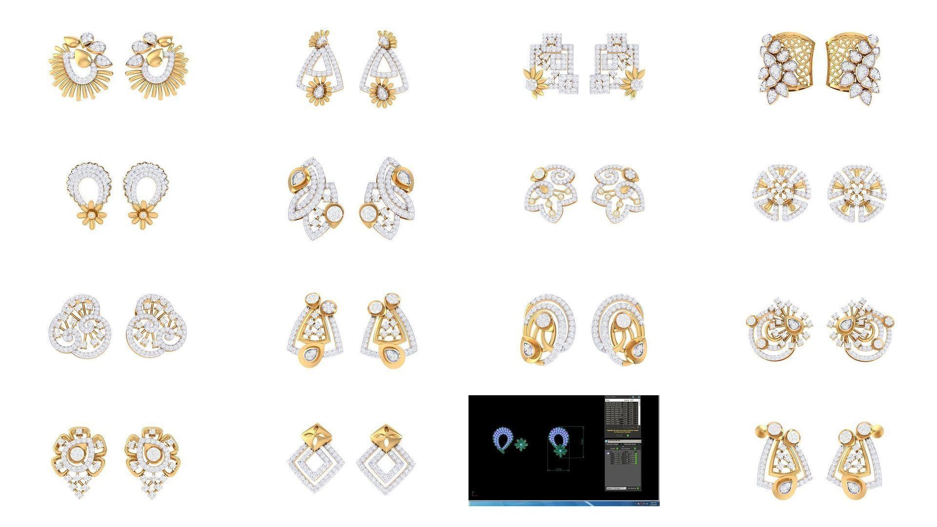 830 Diamond Studs Earrings Pack 3D Model Collection_155