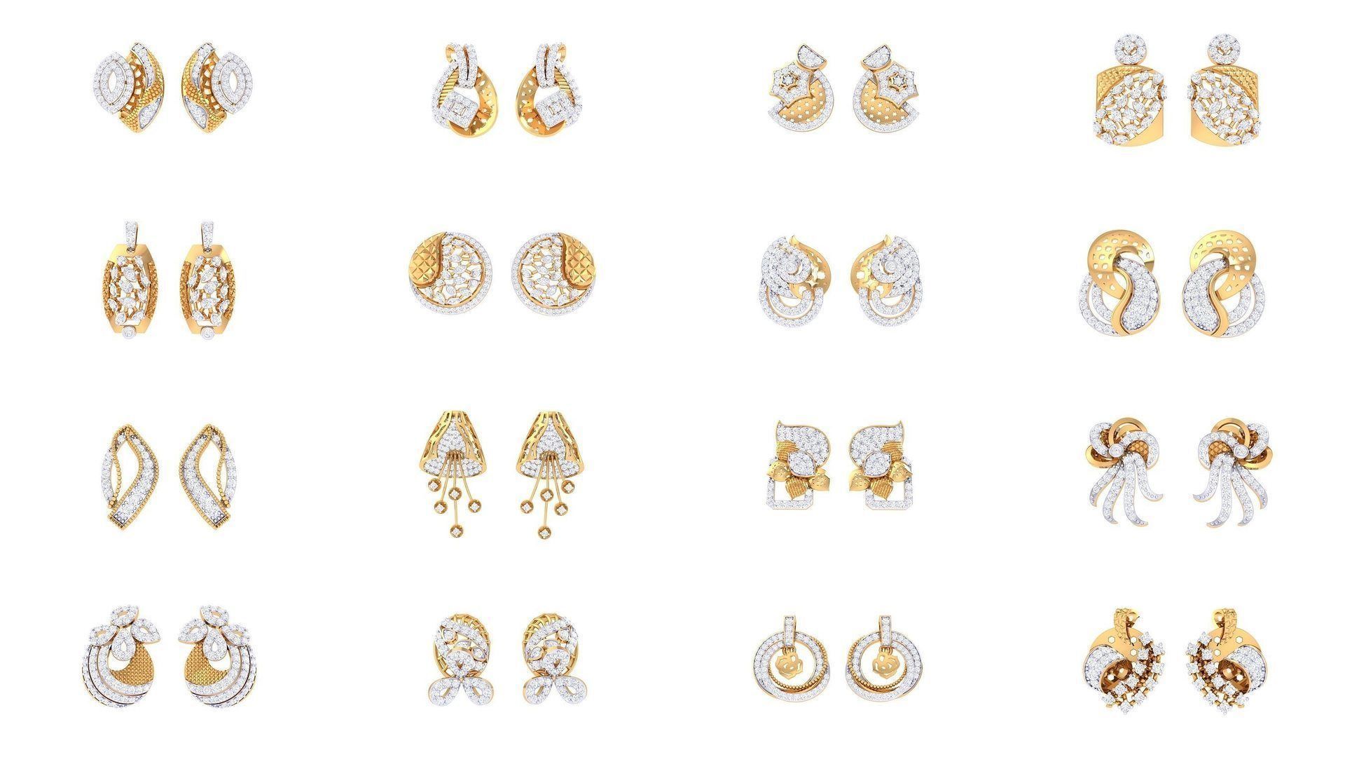 830 Diamond Studs Earrings Pack 3D Model Collection_66