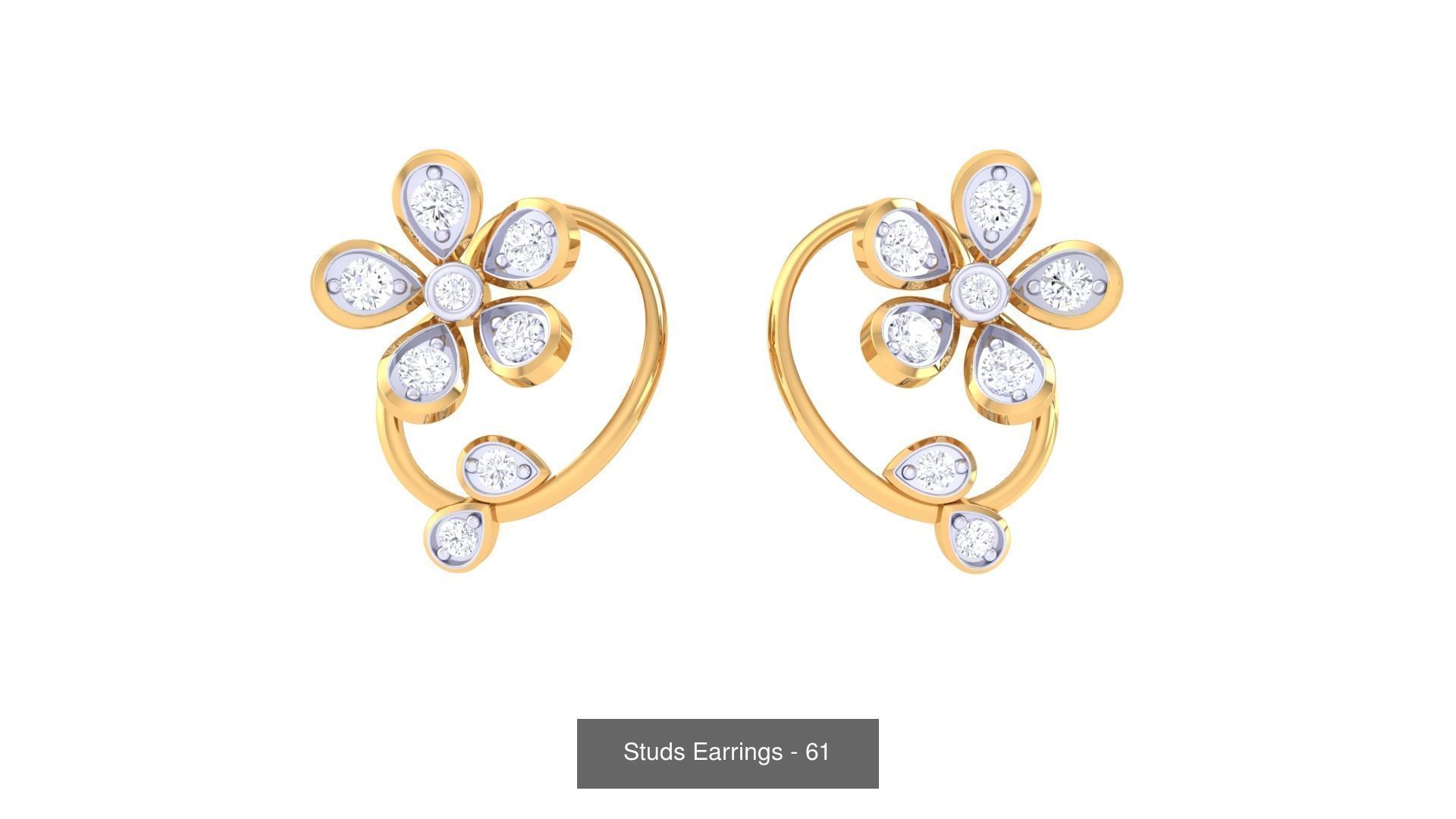 830 Diamond Studs Earrings Pack 3D Model Collection_224