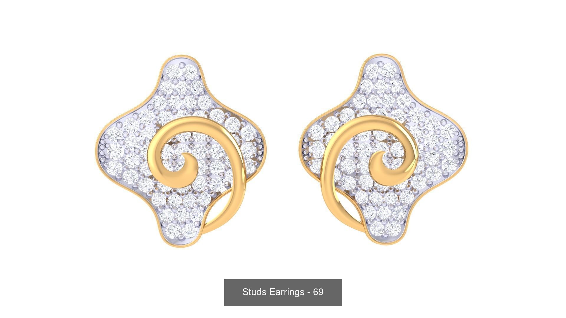 830 Diamond Studs Earrings Pack 3D Model Collection_216