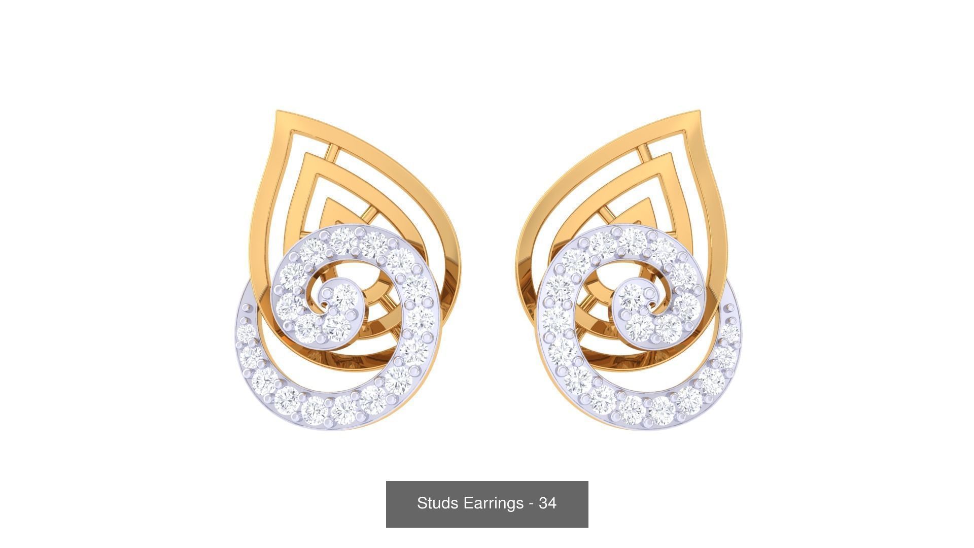 830 Diamond Studs Earrings Pack 3D Model Collection_254