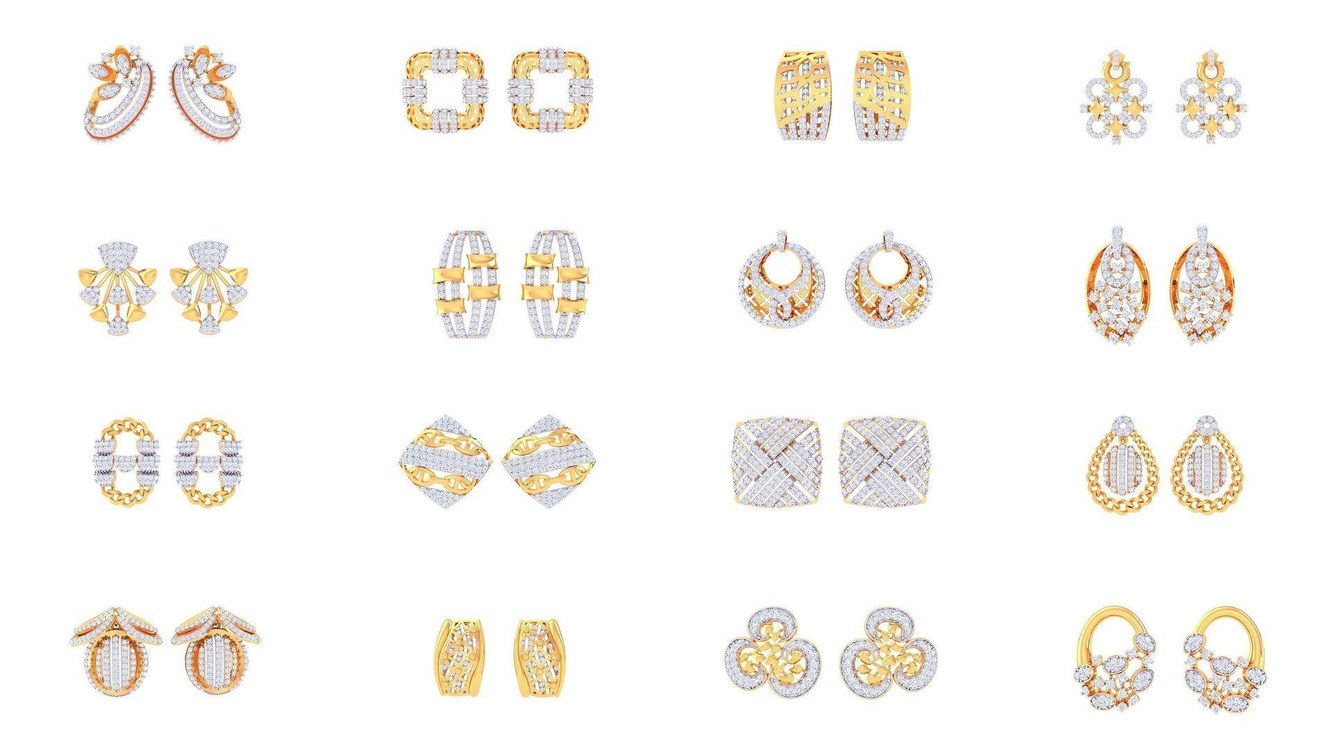 830 Diamond Studs Earrings Pack 3D Model Collection_84