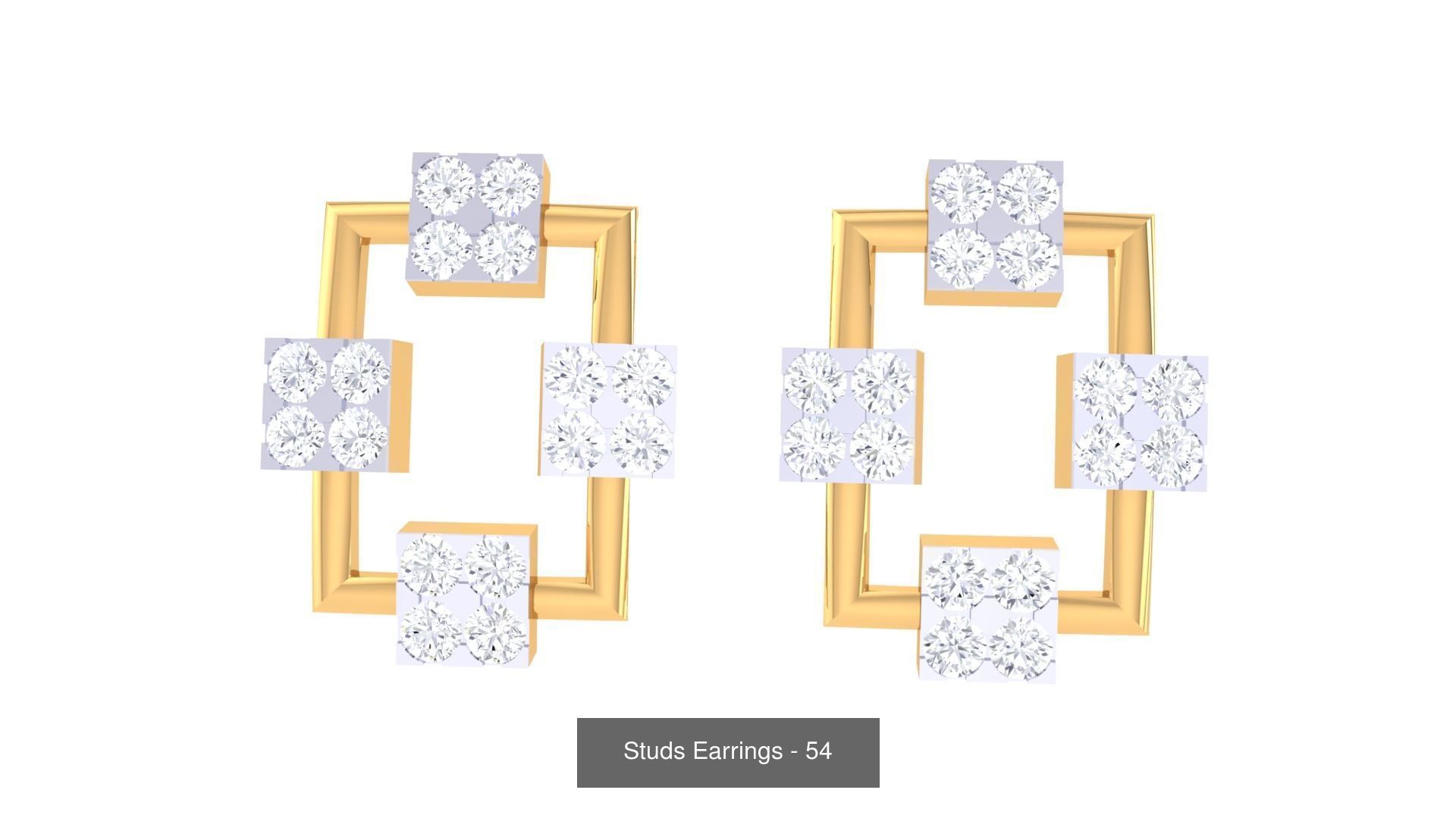 830 Diamond Studs Earrings Pack 3D Model Collection_232